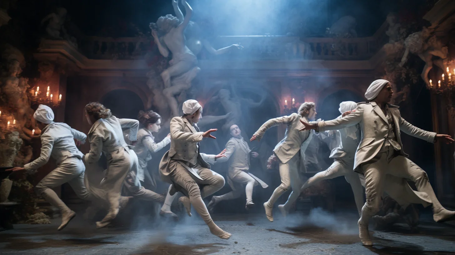 Un moment de pur éclat artistique. Les danseurs transforment la scène en une tempête de passion et d'expression. La folie devient