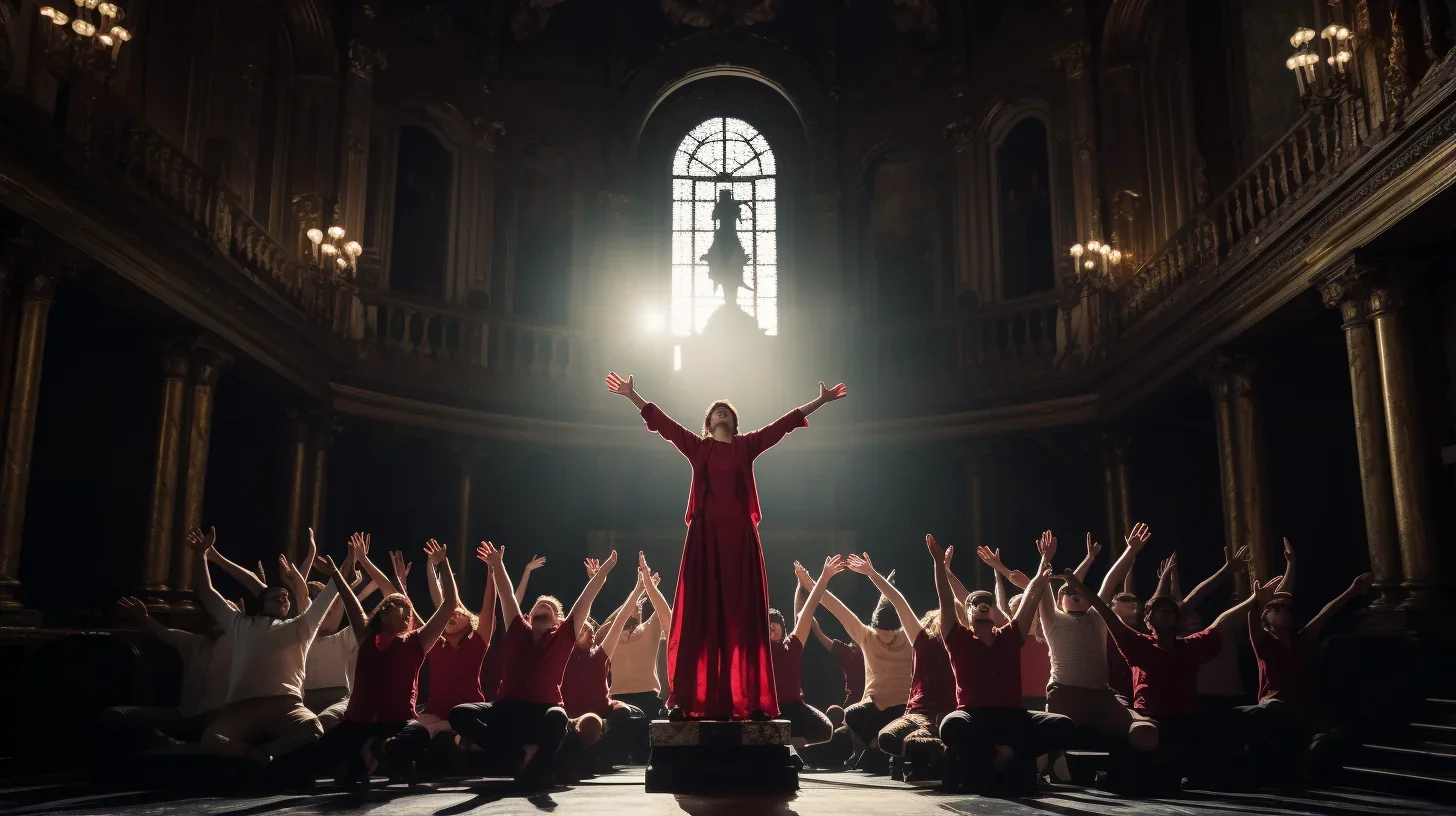 Cette photo emblématique capture un moment unique lors d'un exercice d'atelier de théâtre. L'intensité des émotions et l'engagemen