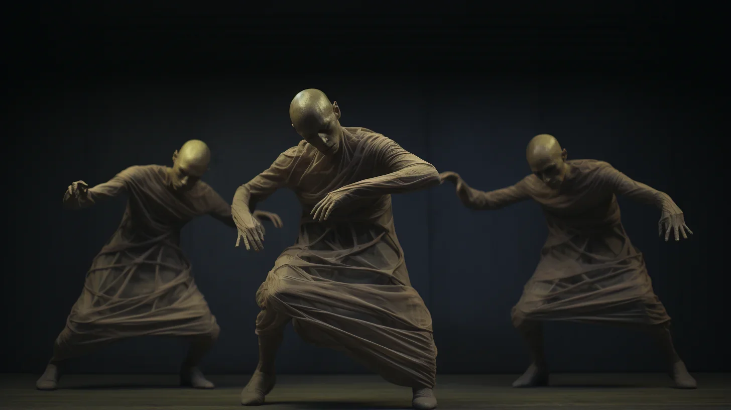 Dans cette scène captivante du spectacle, les zombies prennent vie avec une danse ensorcelante. Leurs mouvements surnaturels et le