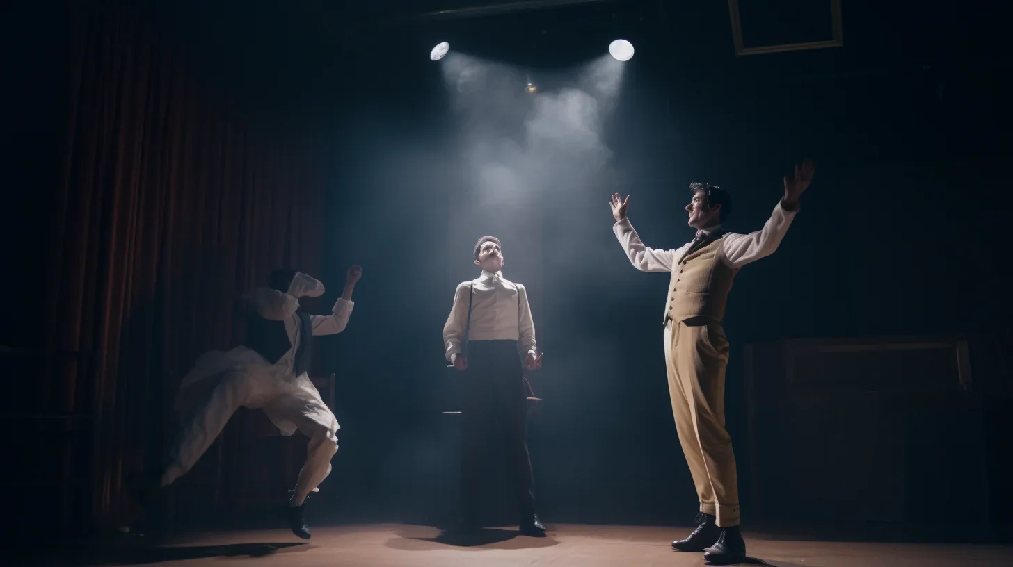 Dans cette capture émouvante, un artiste se livre à un exercice de déclamation sur scène. Chaque geste, chaque expression révèle l
