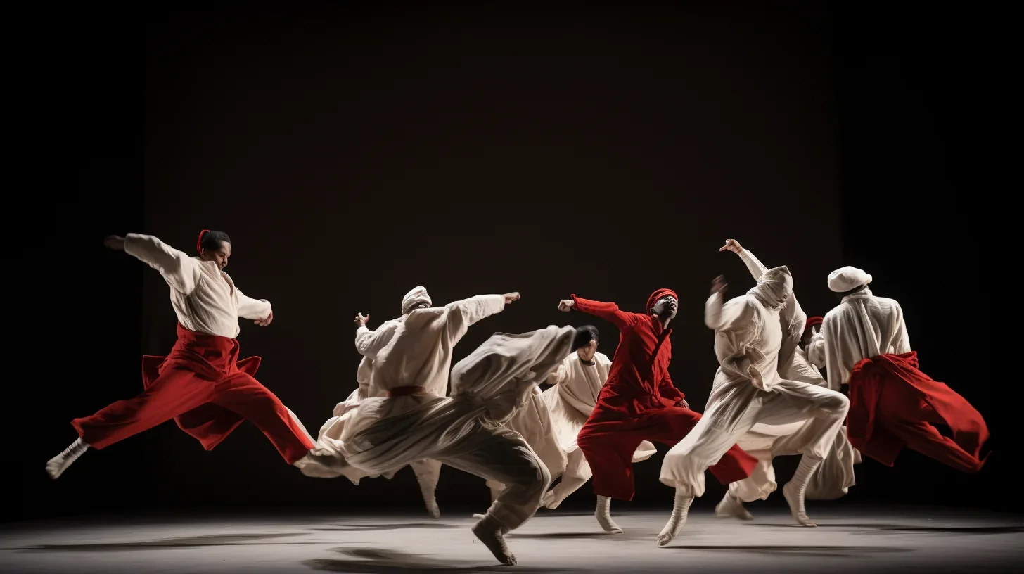 Cette photo magique capture un moment de danse où le silence règne en maître. Les danseurs s'expriment à travers leurs mouvements