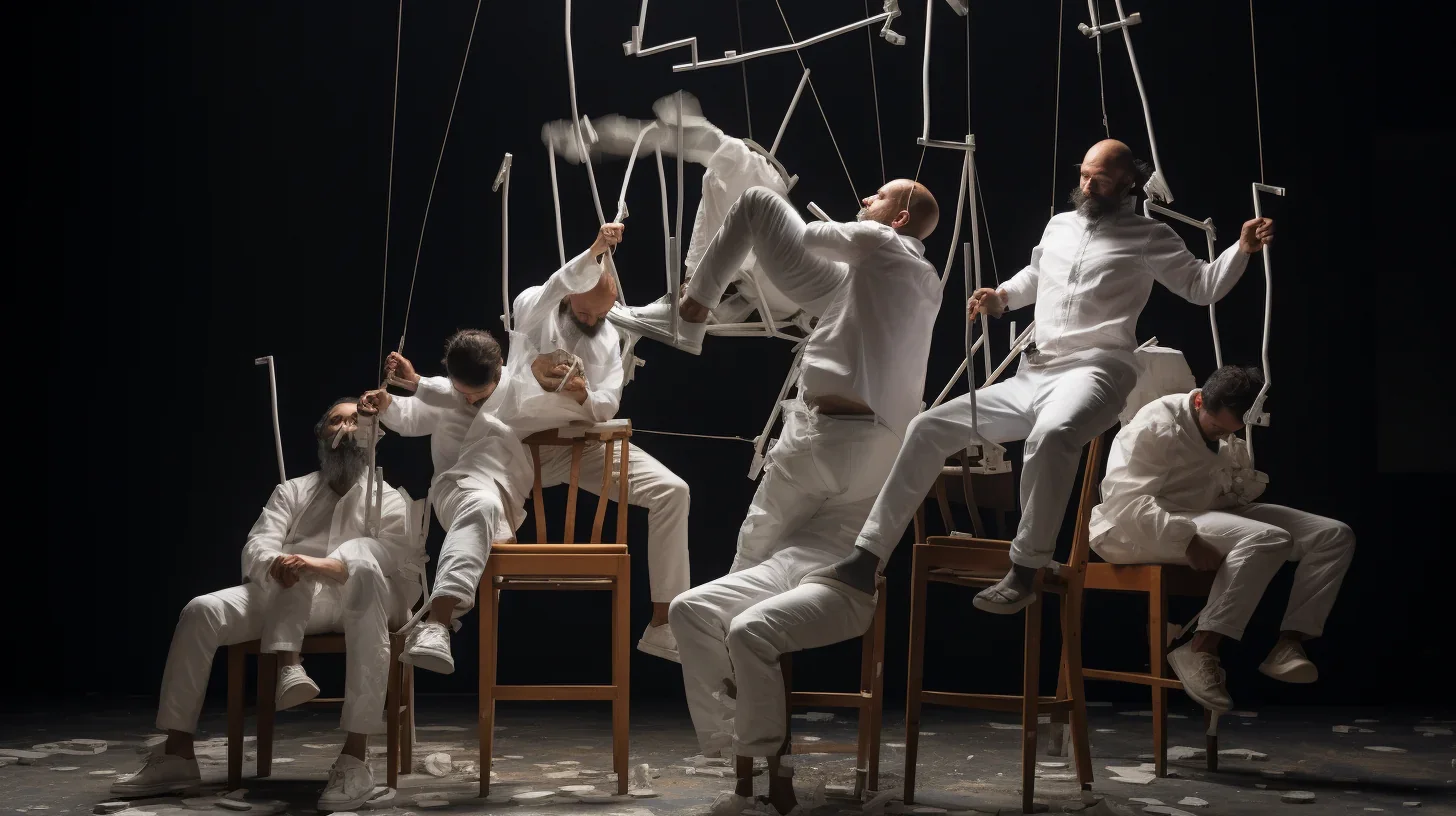 Mise en scène d'un sketch en cours pendant l'atelier de théâtre.
