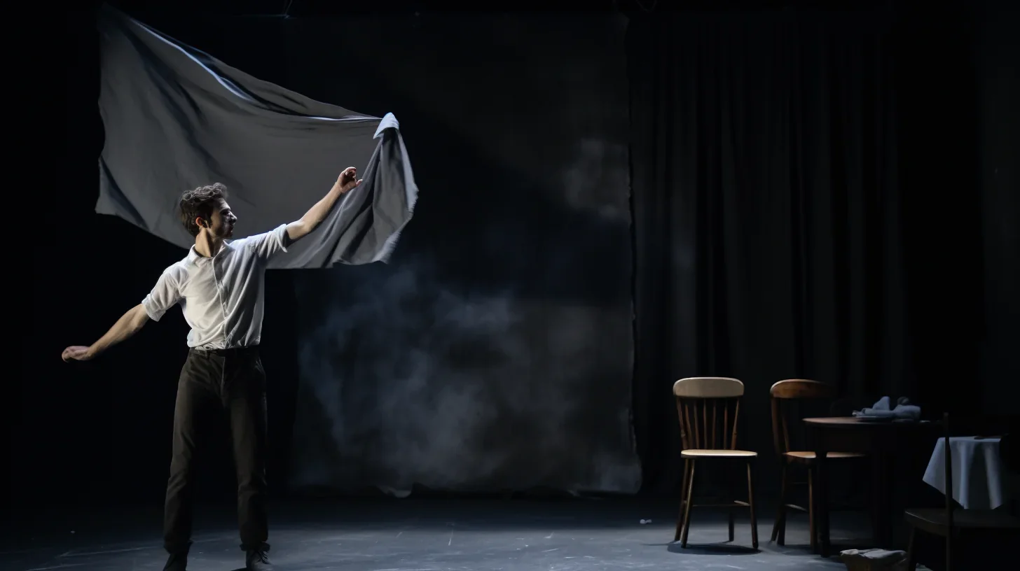 Participants engagés dans un exercice créatif avec un tissu pendant l'atelier de théâtre