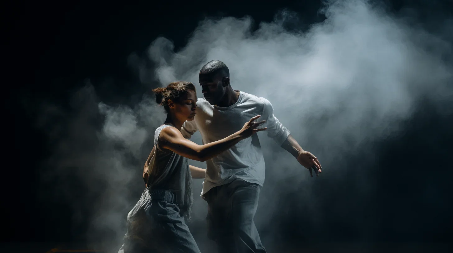Deux artistes, une fille et un jeune homme, en pleine séance d'improvisation