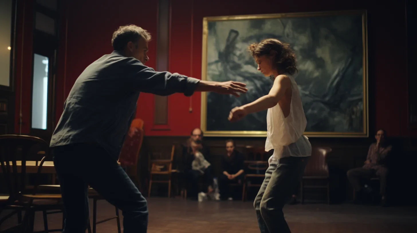 Un enfant participant à un atelier de théâtre apprend l'art de l'improvisation sous la guidance de l'animateur