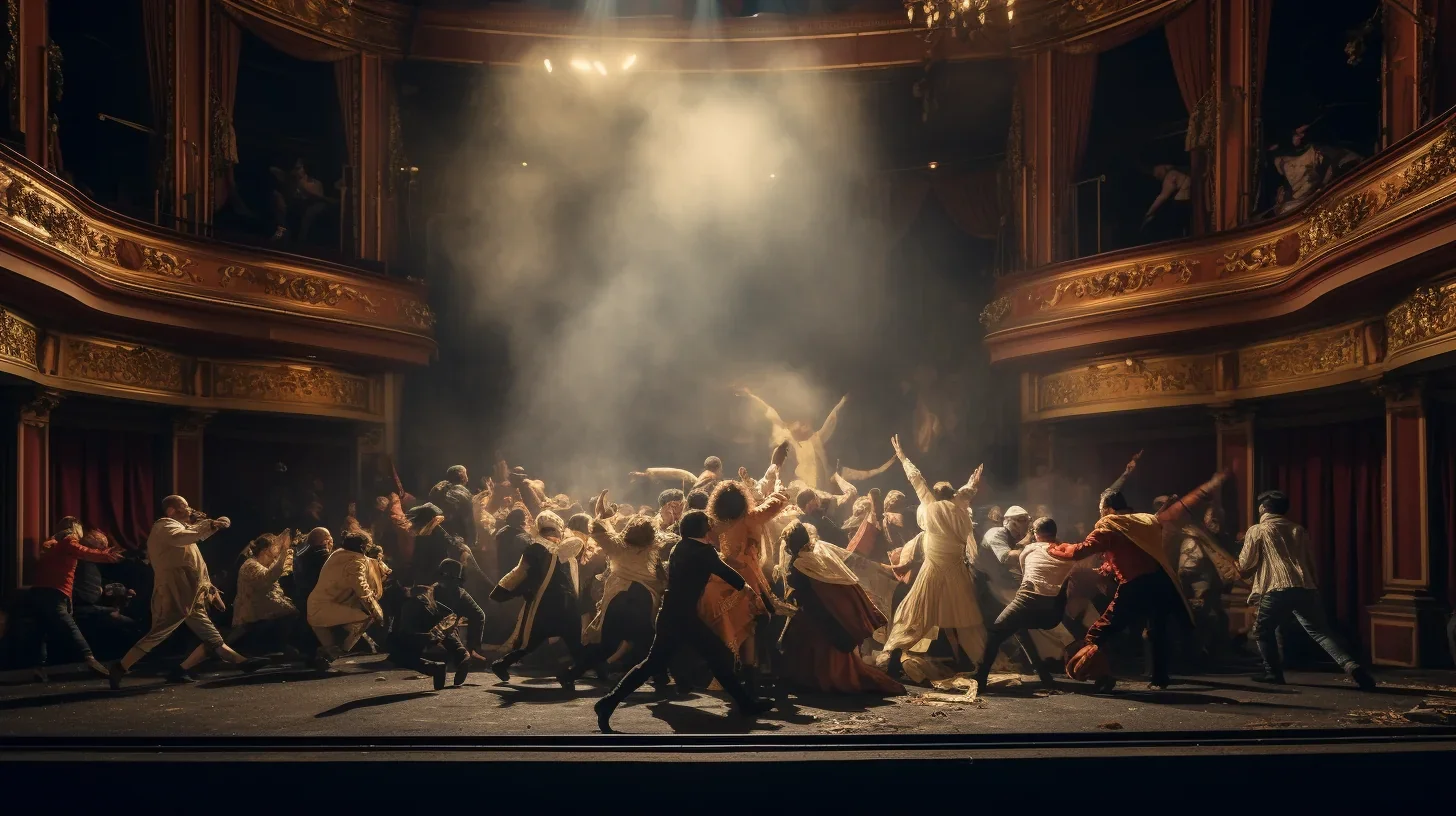 Acteurs en pleine représentation théâtrale