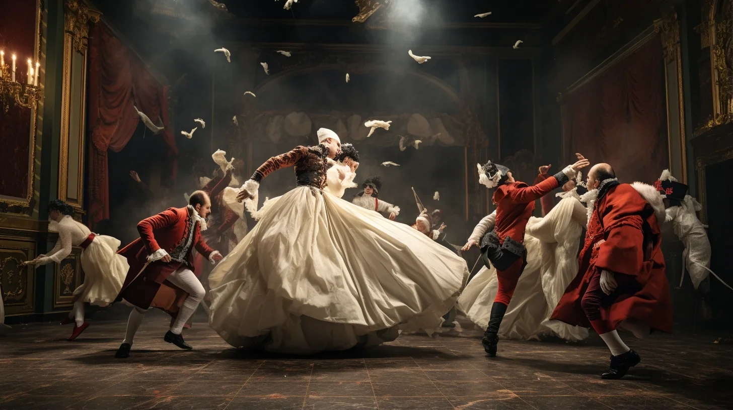 Reconstitution d'un bal élégant basé sur 'La Guerre et la Paix' de Tolstoï.