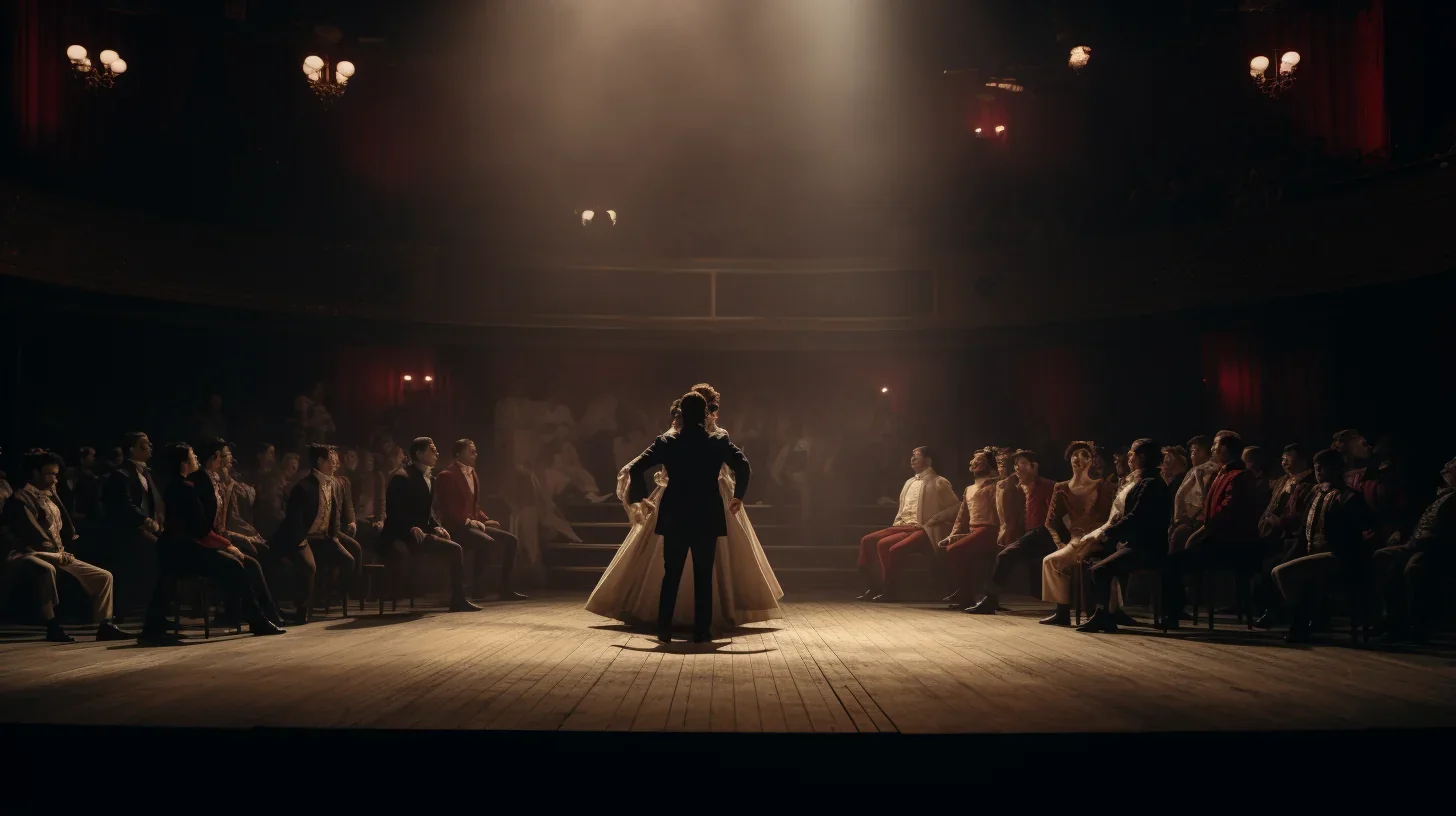 Deux danseurs passionnés se perdent dans une scène d'amour envoûtante