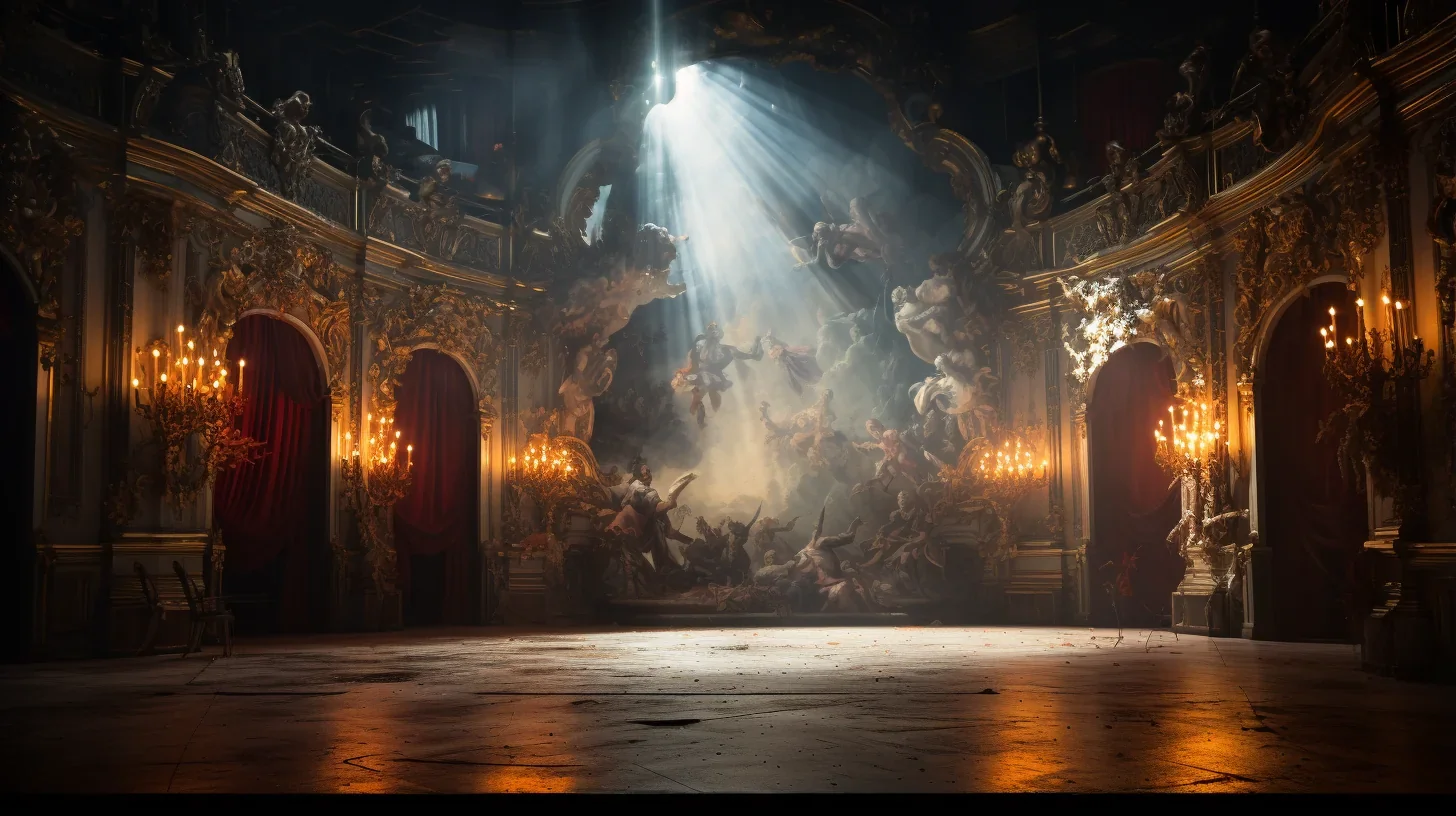 Vue panoramique de la scénographie exceptionnelle du spectacle