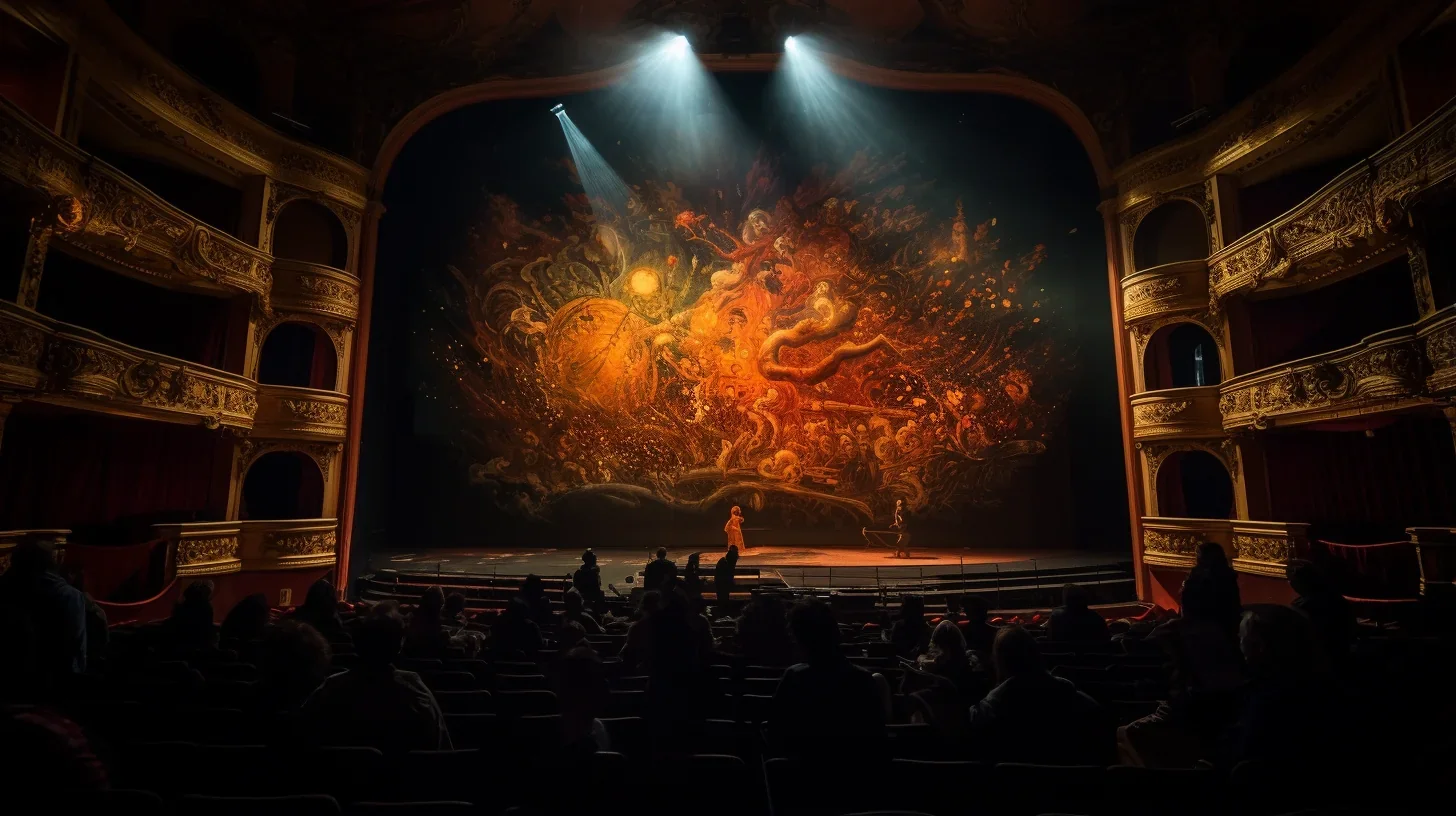 Magnifiques rideaux richement décorés pour le décor du spectacle