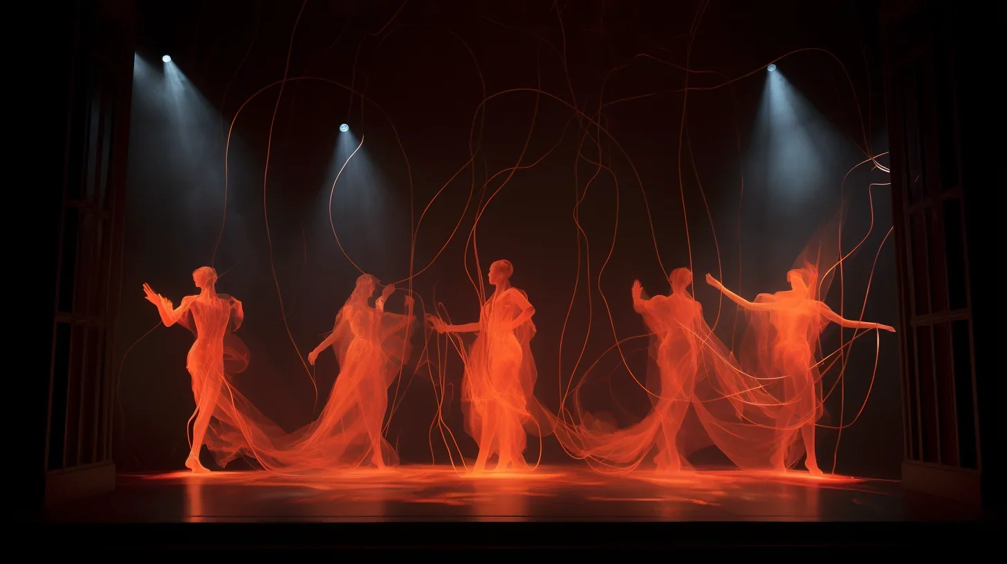 Silhouettes rouges énigmatiques dans une performance expérimentale
