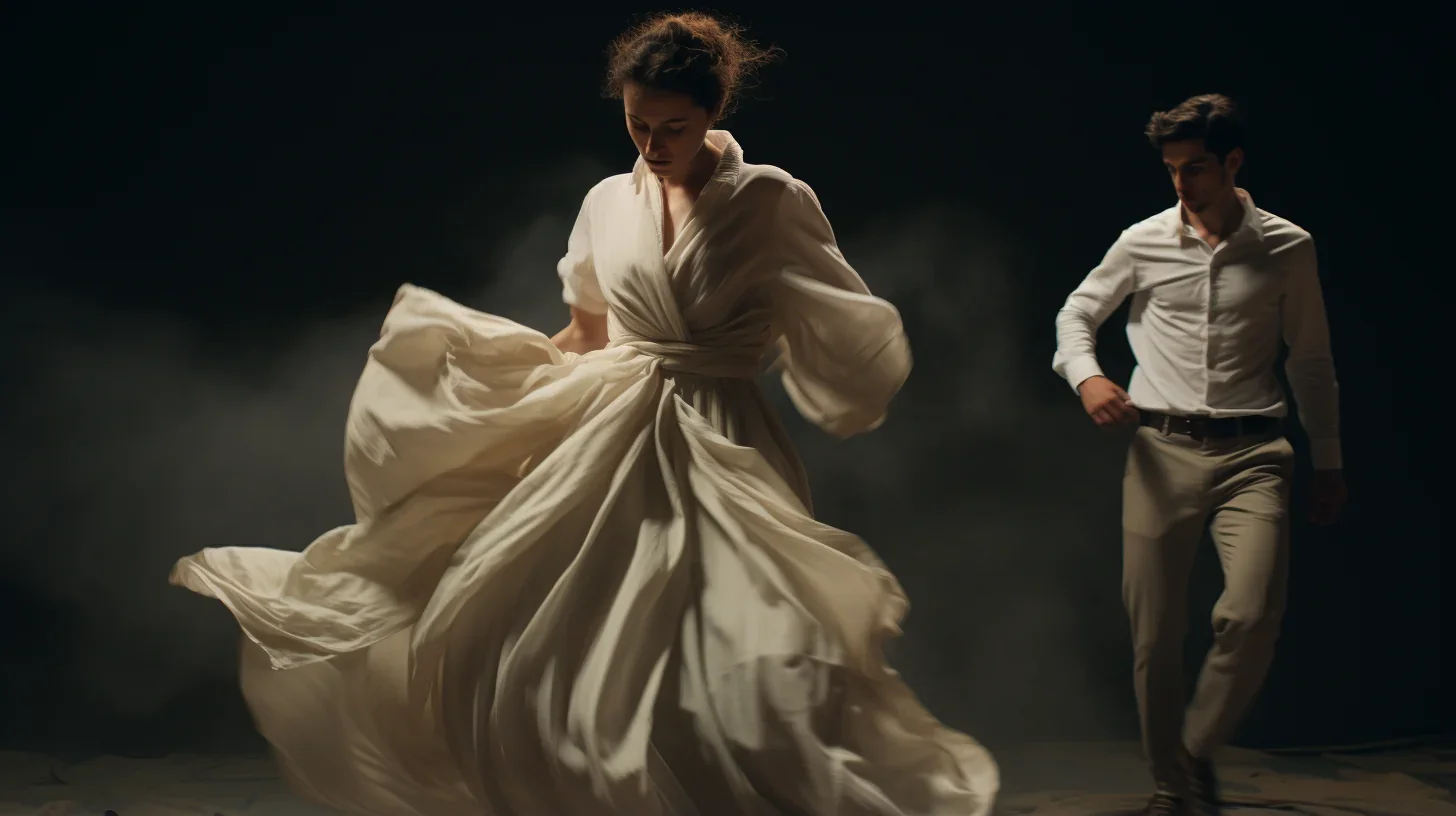 Couple d'artistes improvisant une scène d'amour