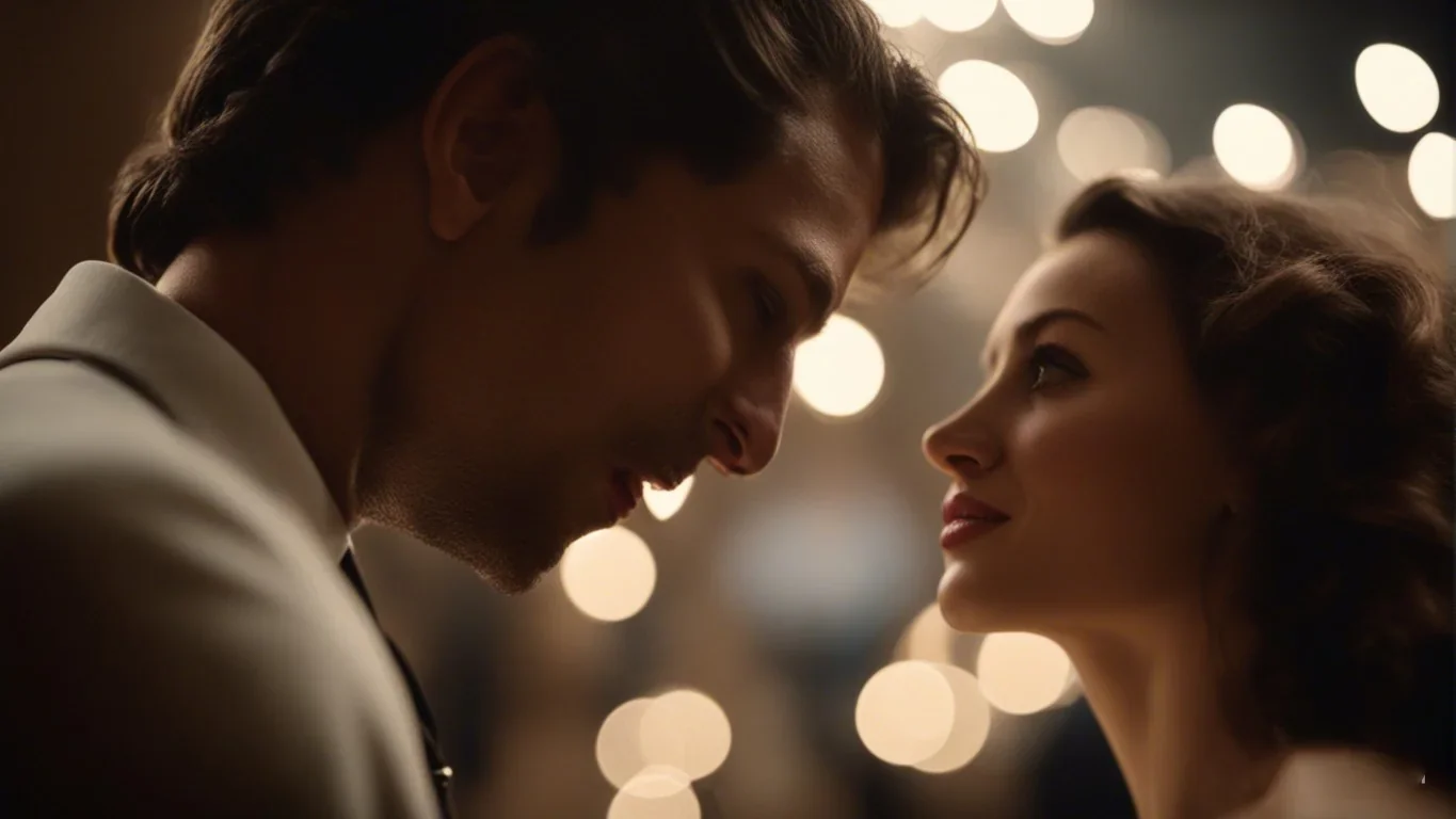 Un couple s'échange un regard amoureux
