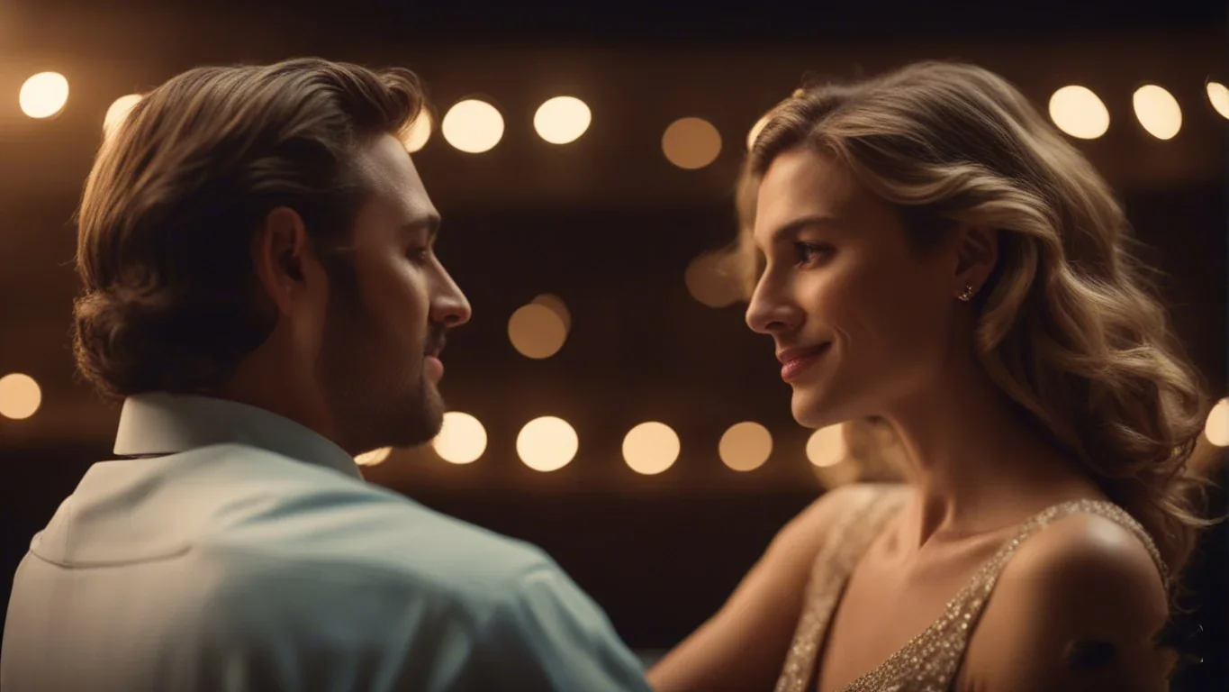 Un couple amoureux en discussion pendant un spectacle