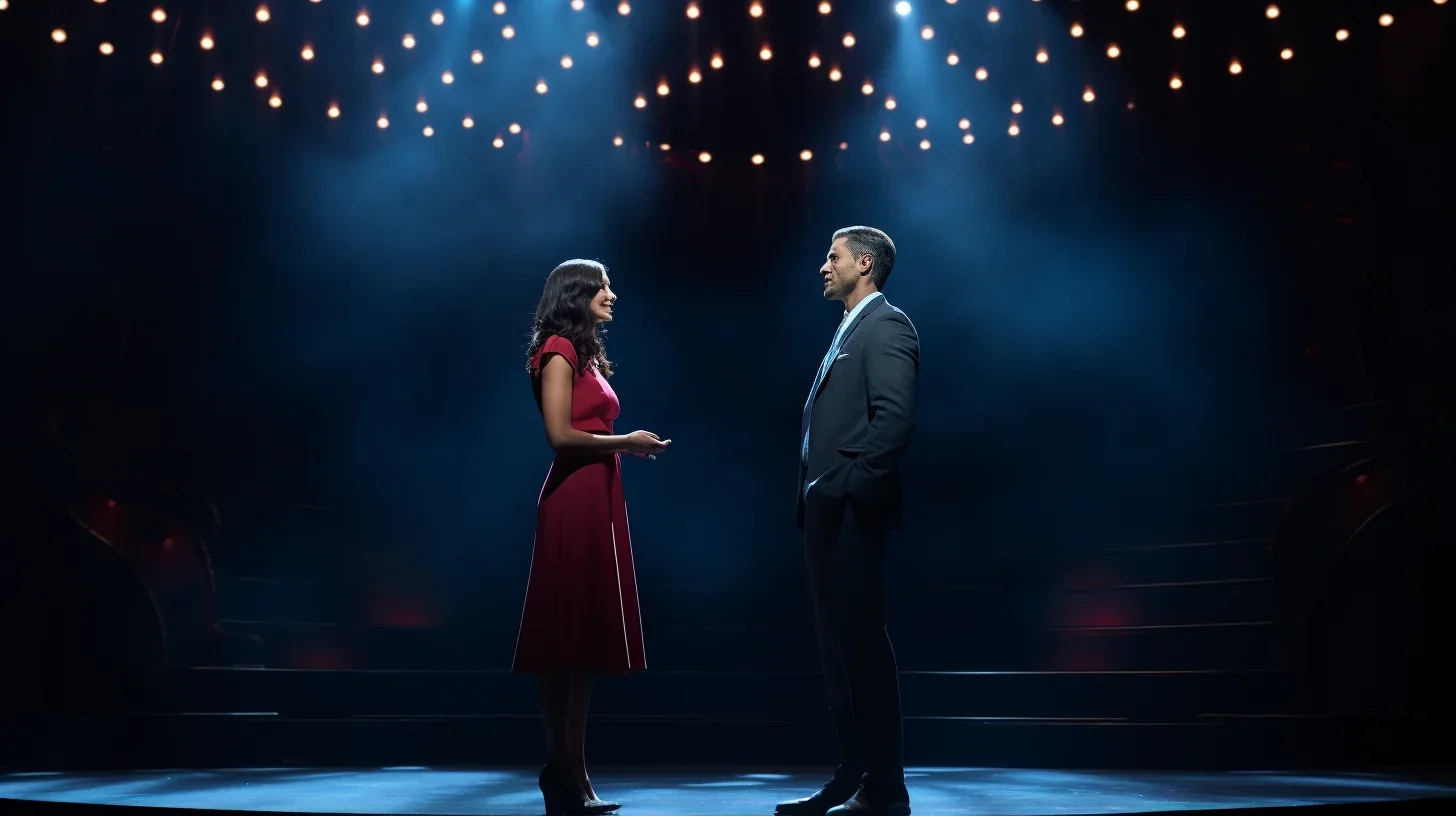 Des Comédiens Échangeant des Répliques Drôles sur Scène