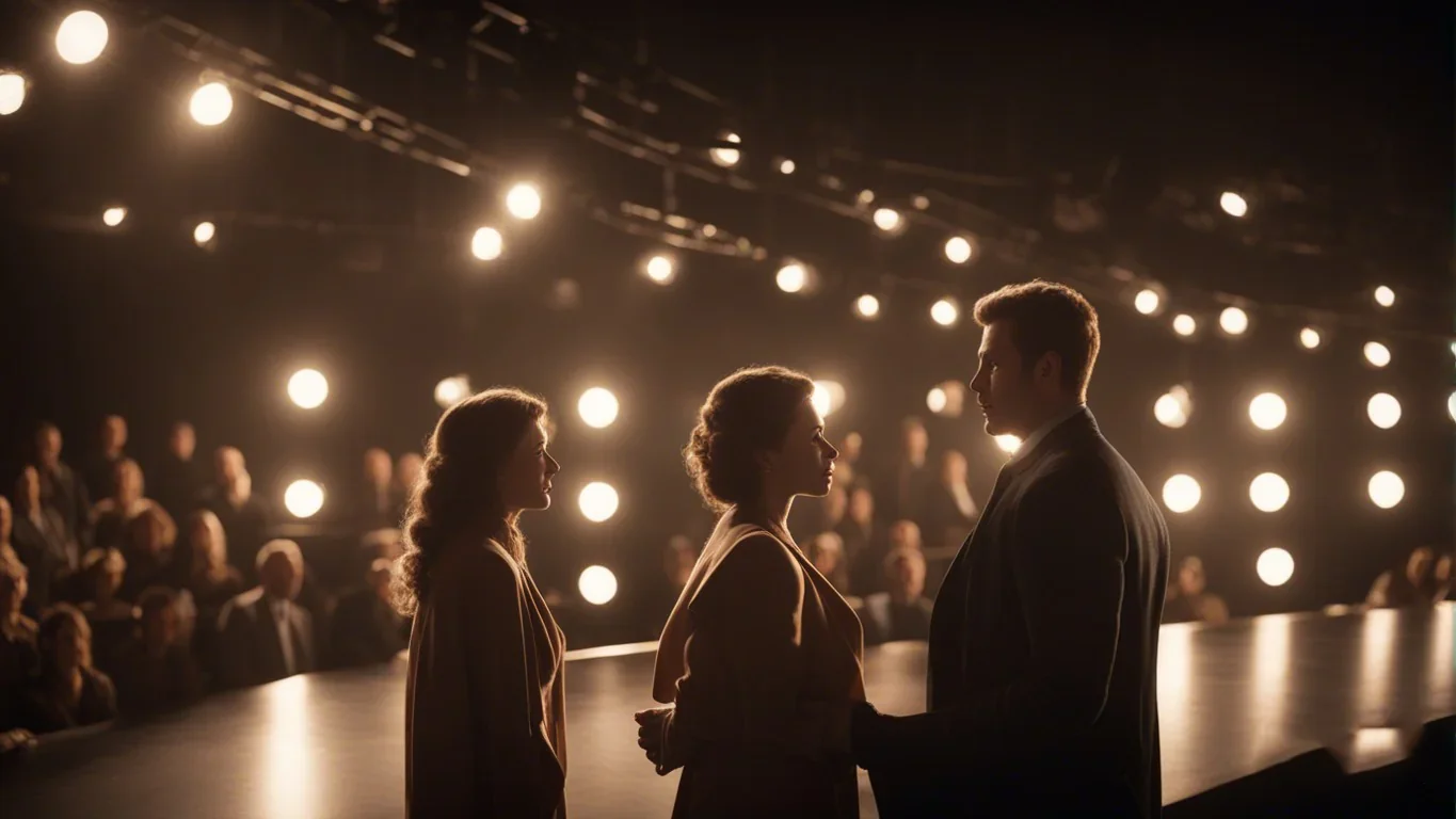 Acteurs Engagés dans un Dialogue Sur Scène