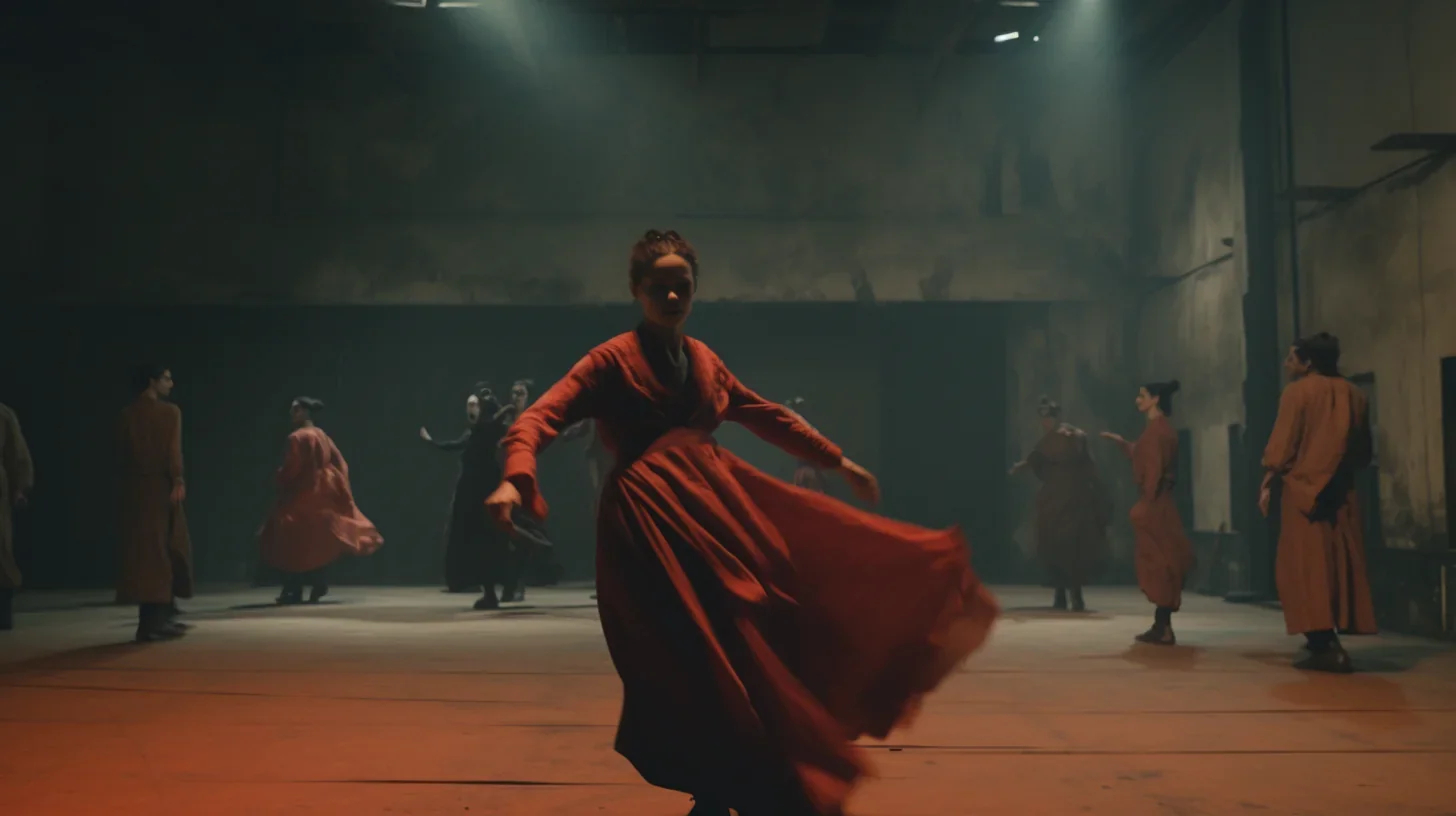 Image illustrant un groupe d'acteurs s'engageant dans un exercice de scène collectif