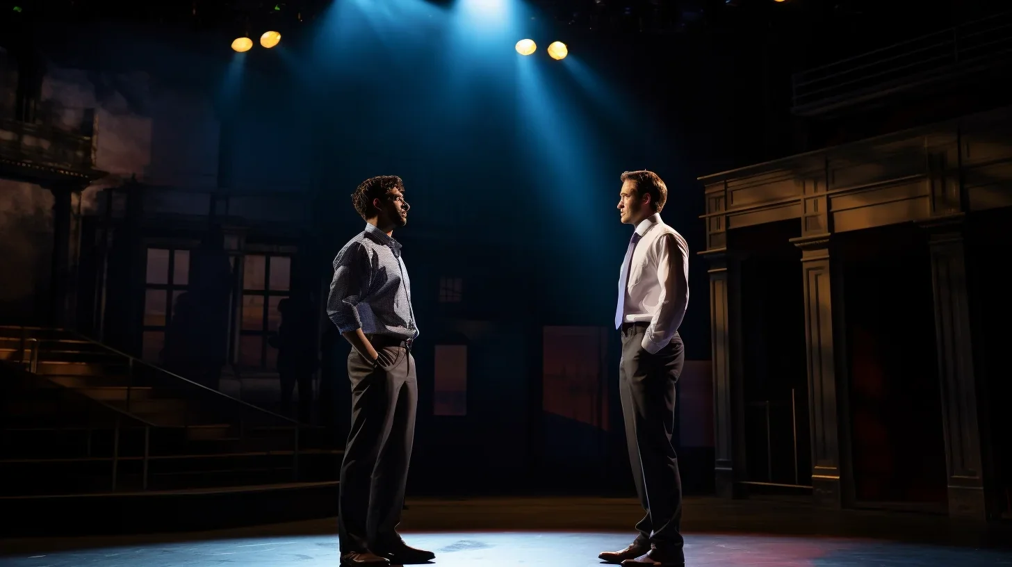 Image illustrant un moment de duel de regards intense entre deux héros sur scène