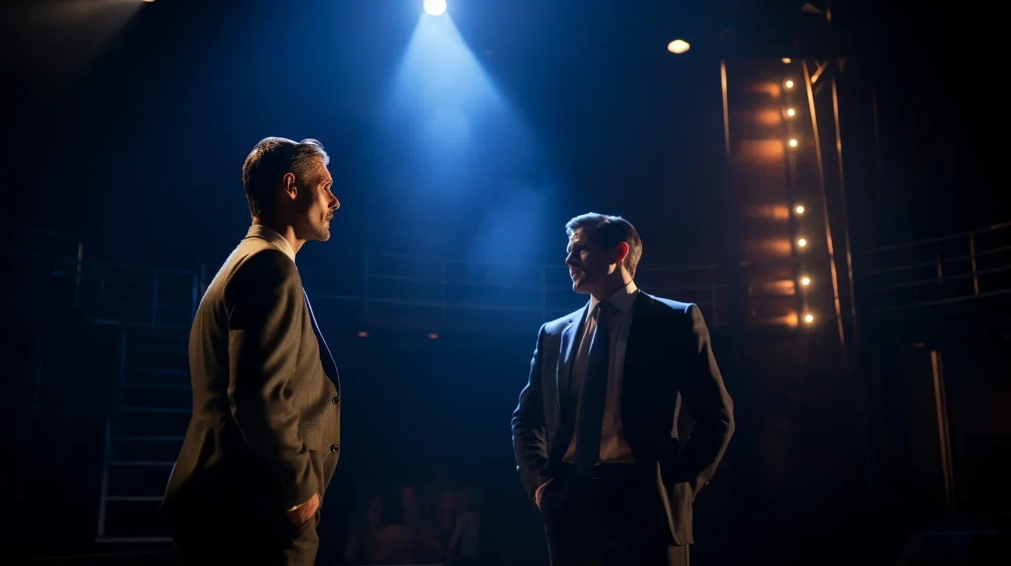 Image illustrant un exercice de scène impliquant deux acteurs