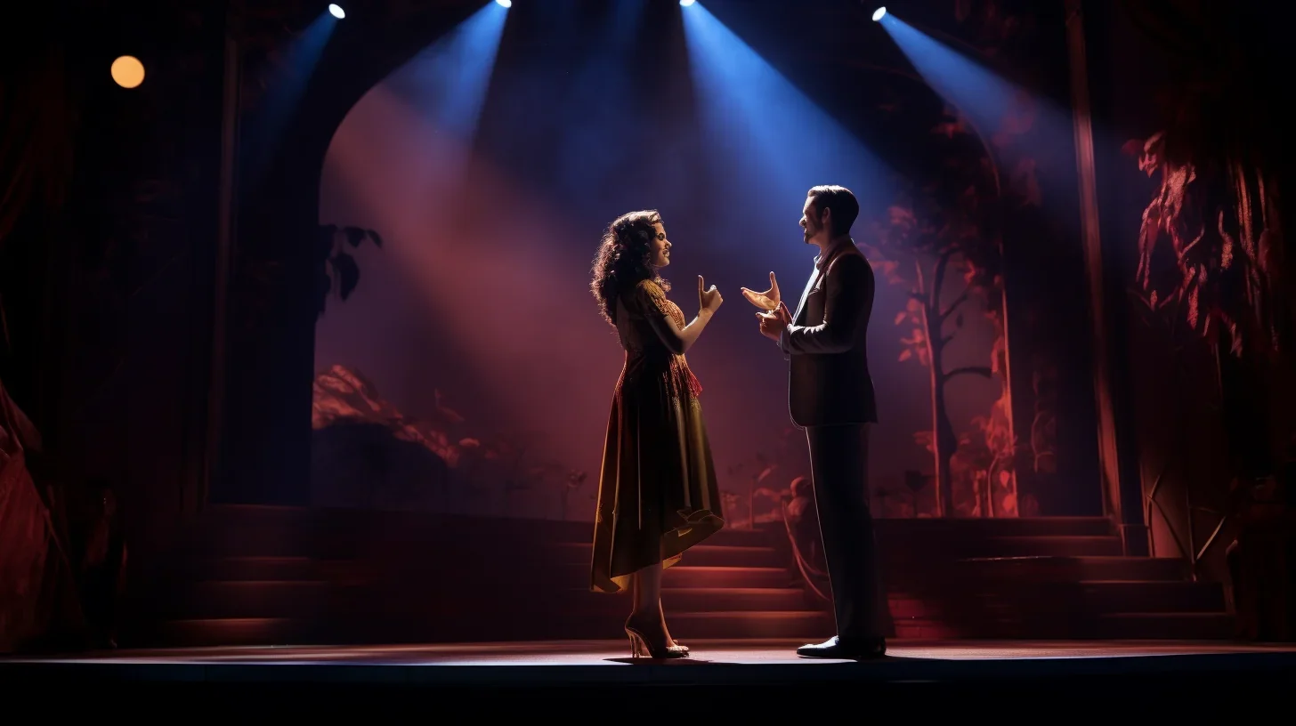 Image illustrant un moment de dialogue passionné entre deux amoureux sur scène
