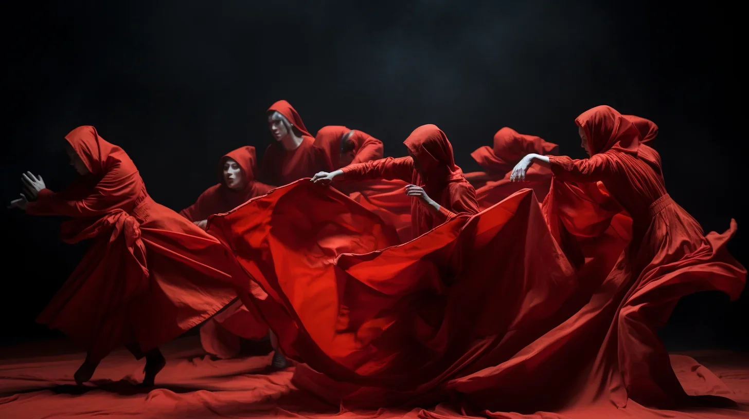 Danseurs pratiquant la méthode de rire en rouge sur scène