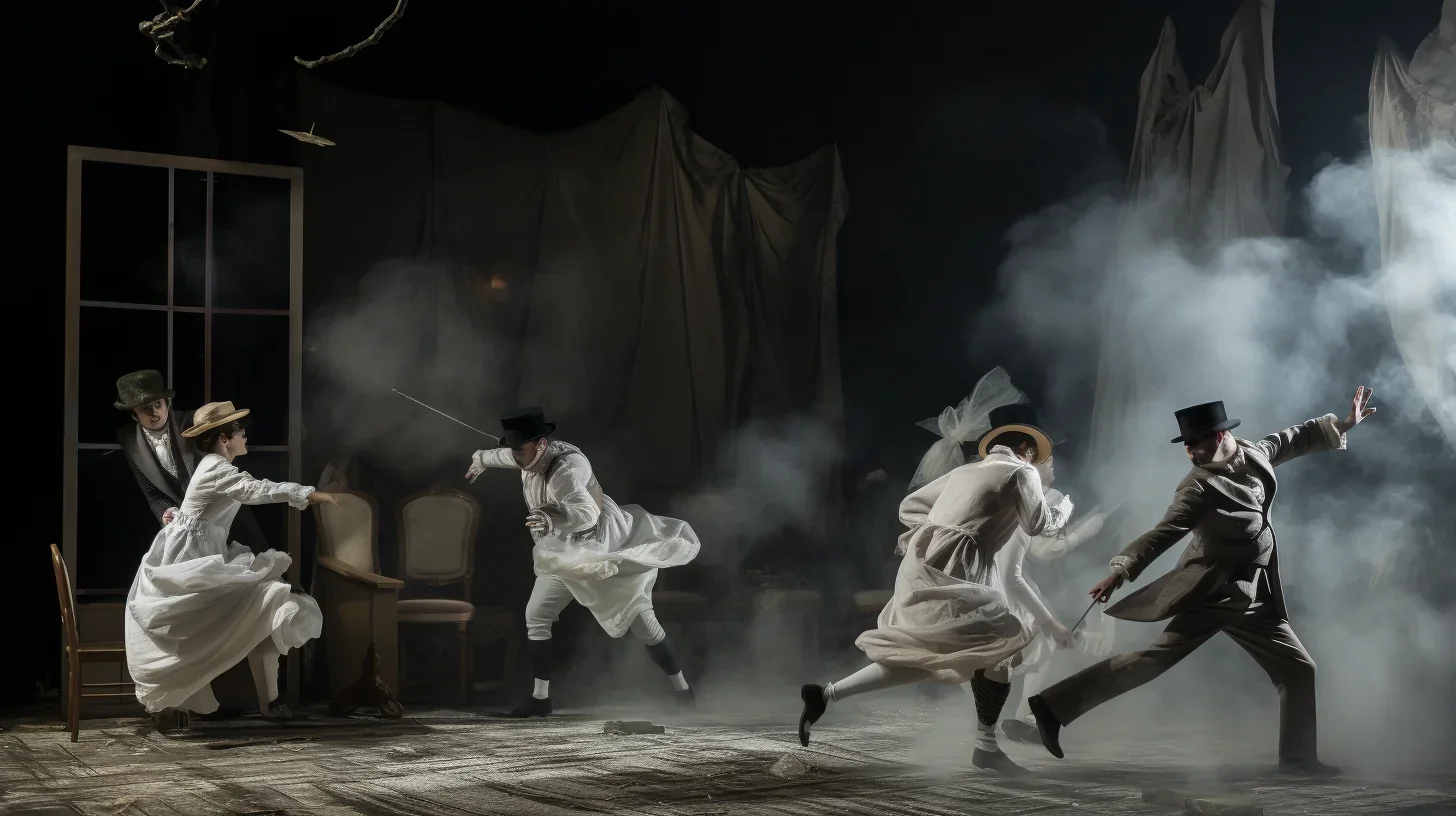 Scène de la pièce de théâtre 'Les Cerises'