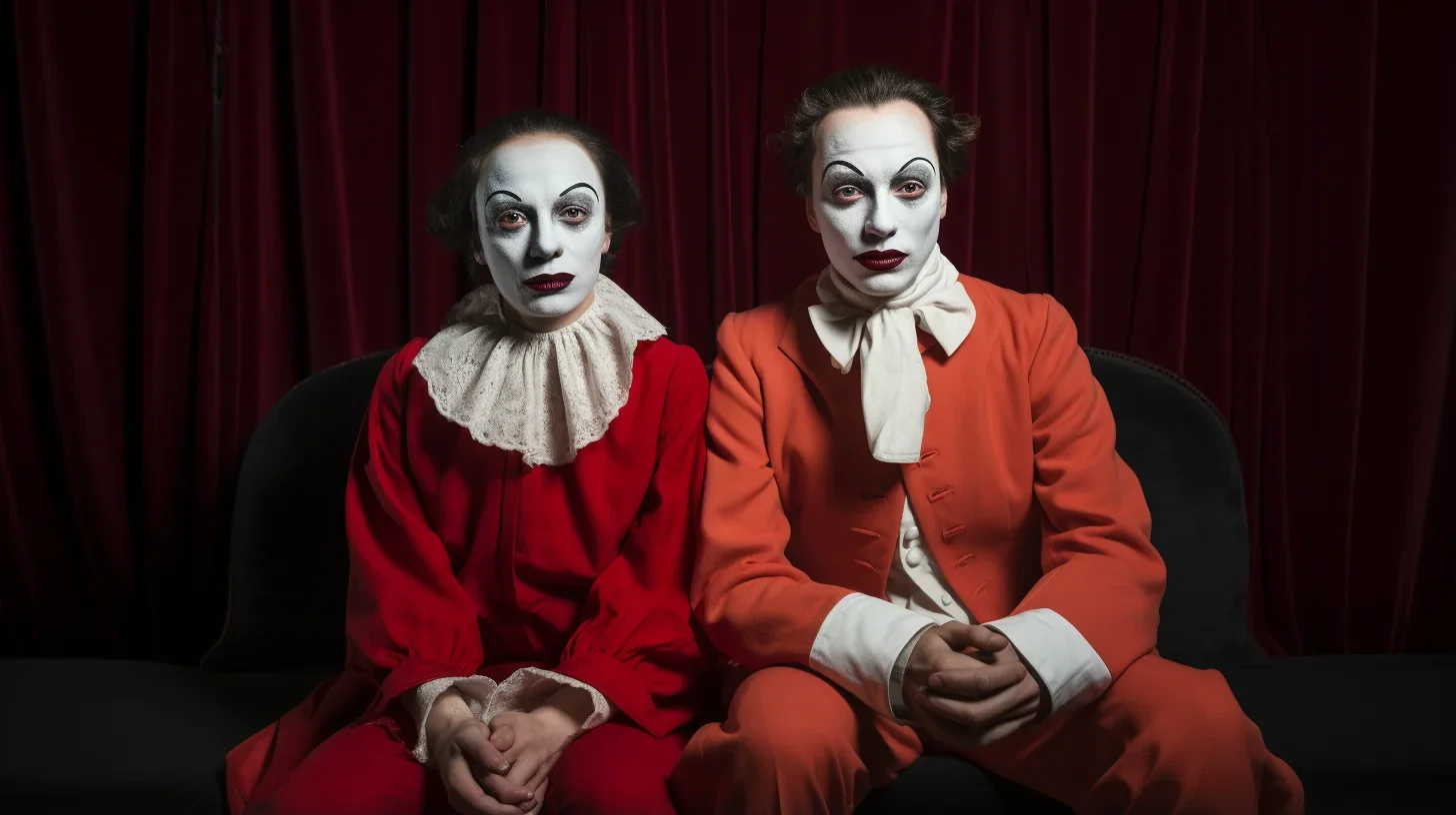 Elle et lui en maquillage dans un spectacle de clown