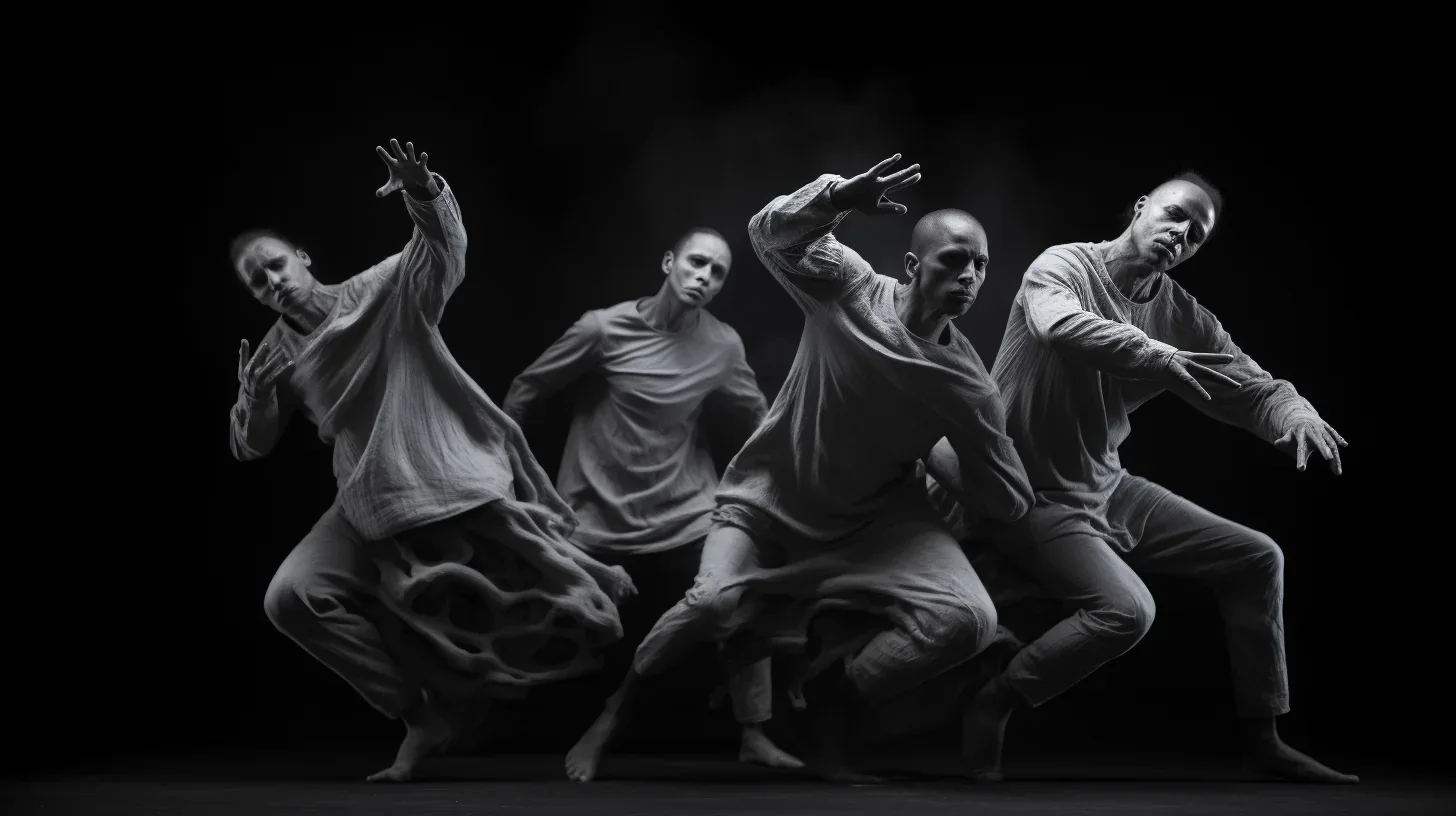 Artiste en pleine performance de mime sur scène lors de l'atelier de théâtre