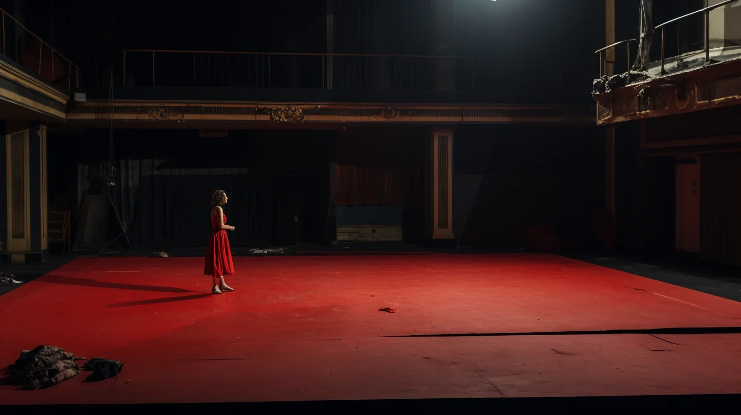 Artiste sur scène vide en préparation avant le montage des décors