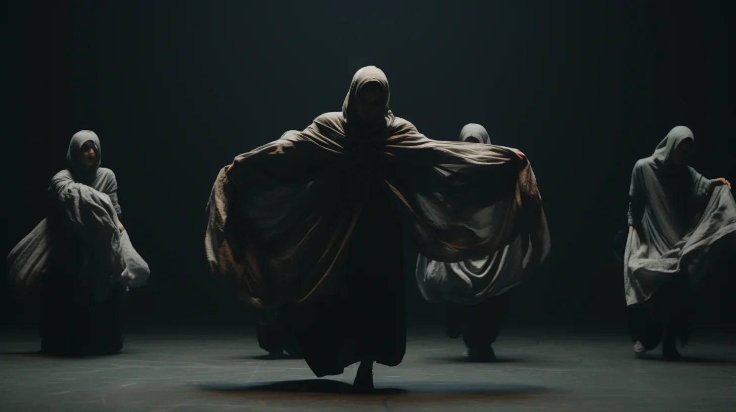 Un groupe dynamique d'acteurs interprétant une scène mémorable lors de notre spectacle