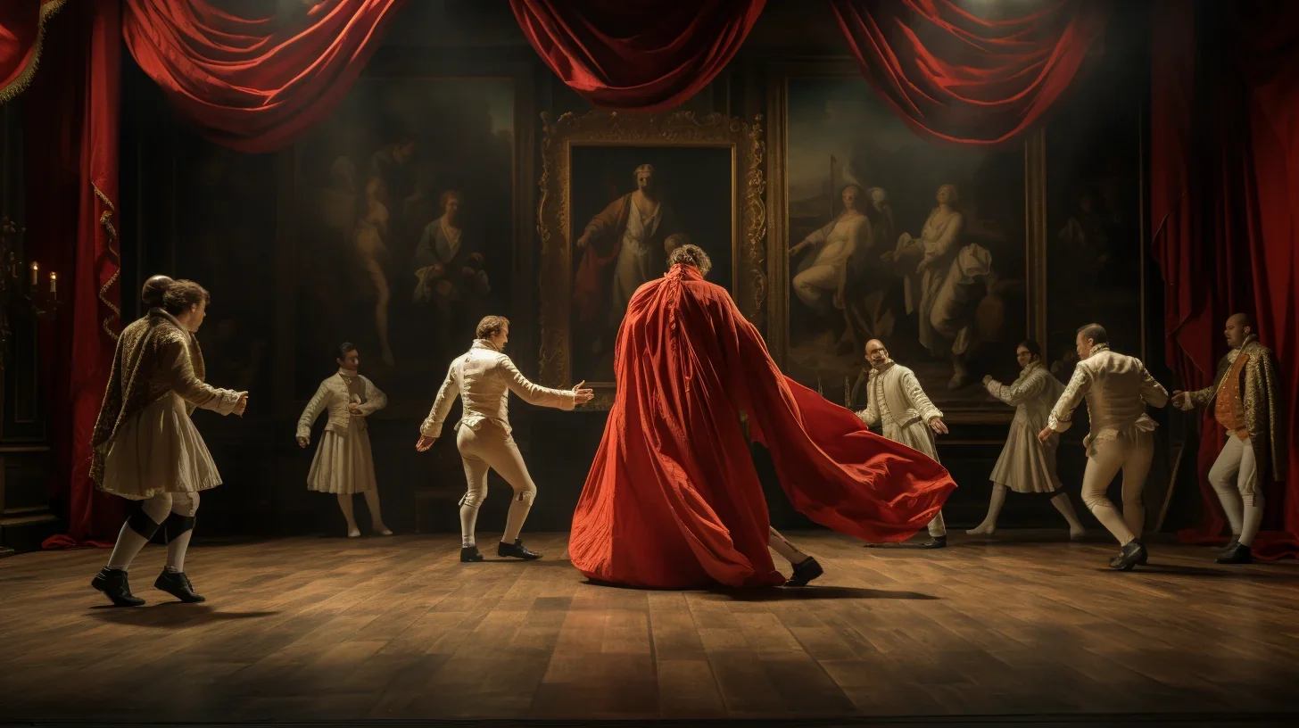 Acteurs répétant intensément avant la première représentation théâtrale