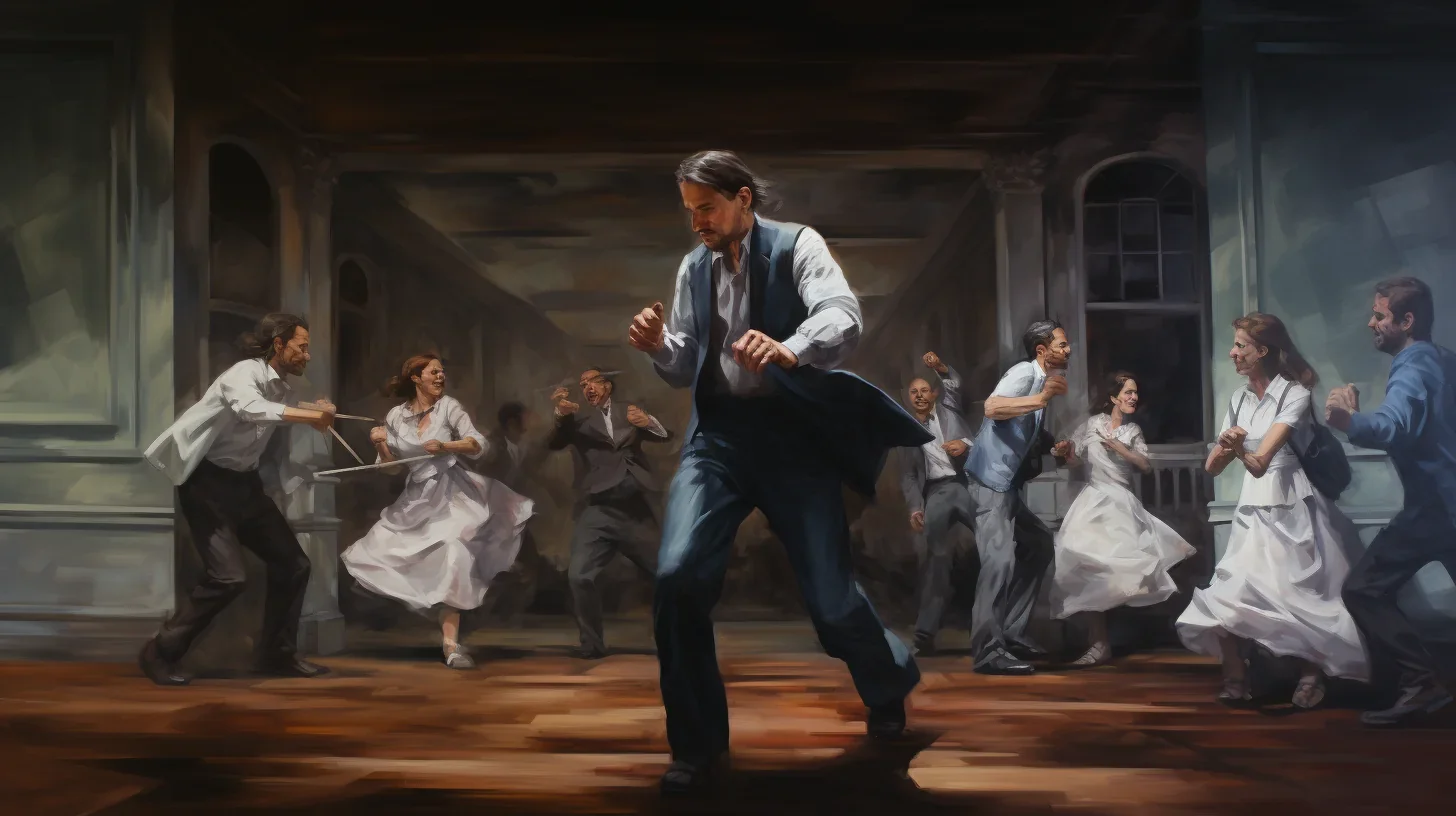 Une œuvre d'art représentant le moment le plus intense du spectacle