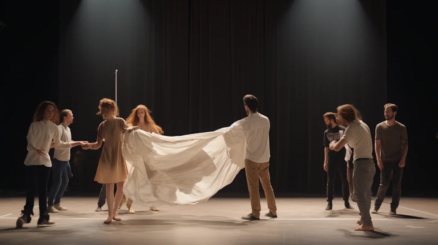 Les acteurs se préparent en coulisses pour leur performance sur scène.
