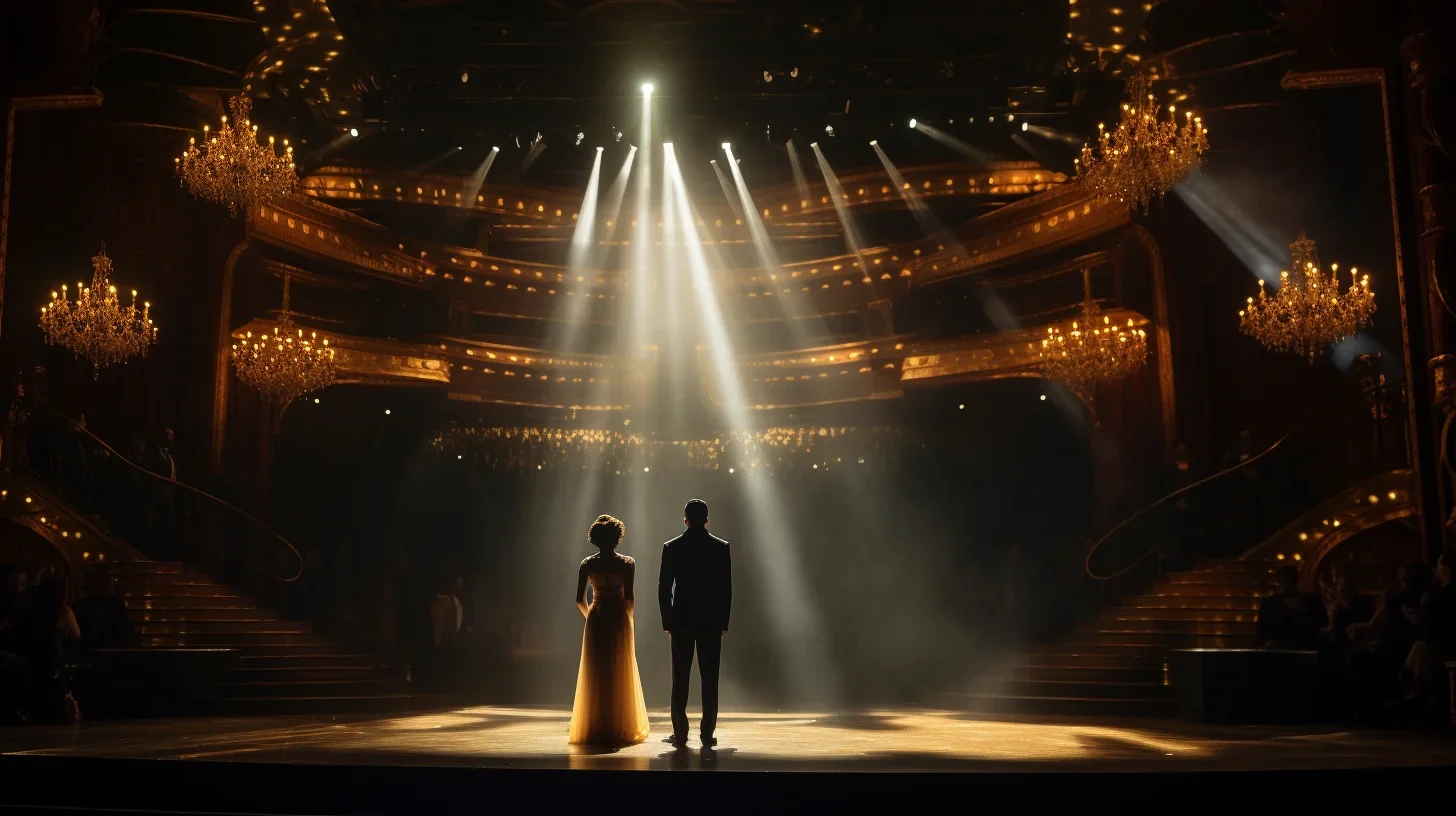 Deux comédiens énergiques en représentation.