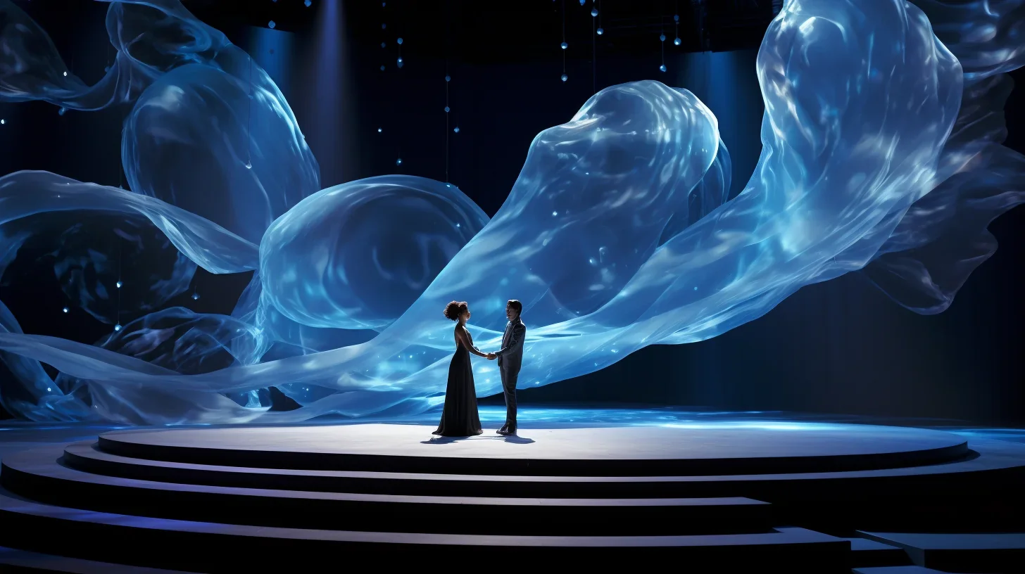 Scène surréaliste dans une pièce à 2 personnages.