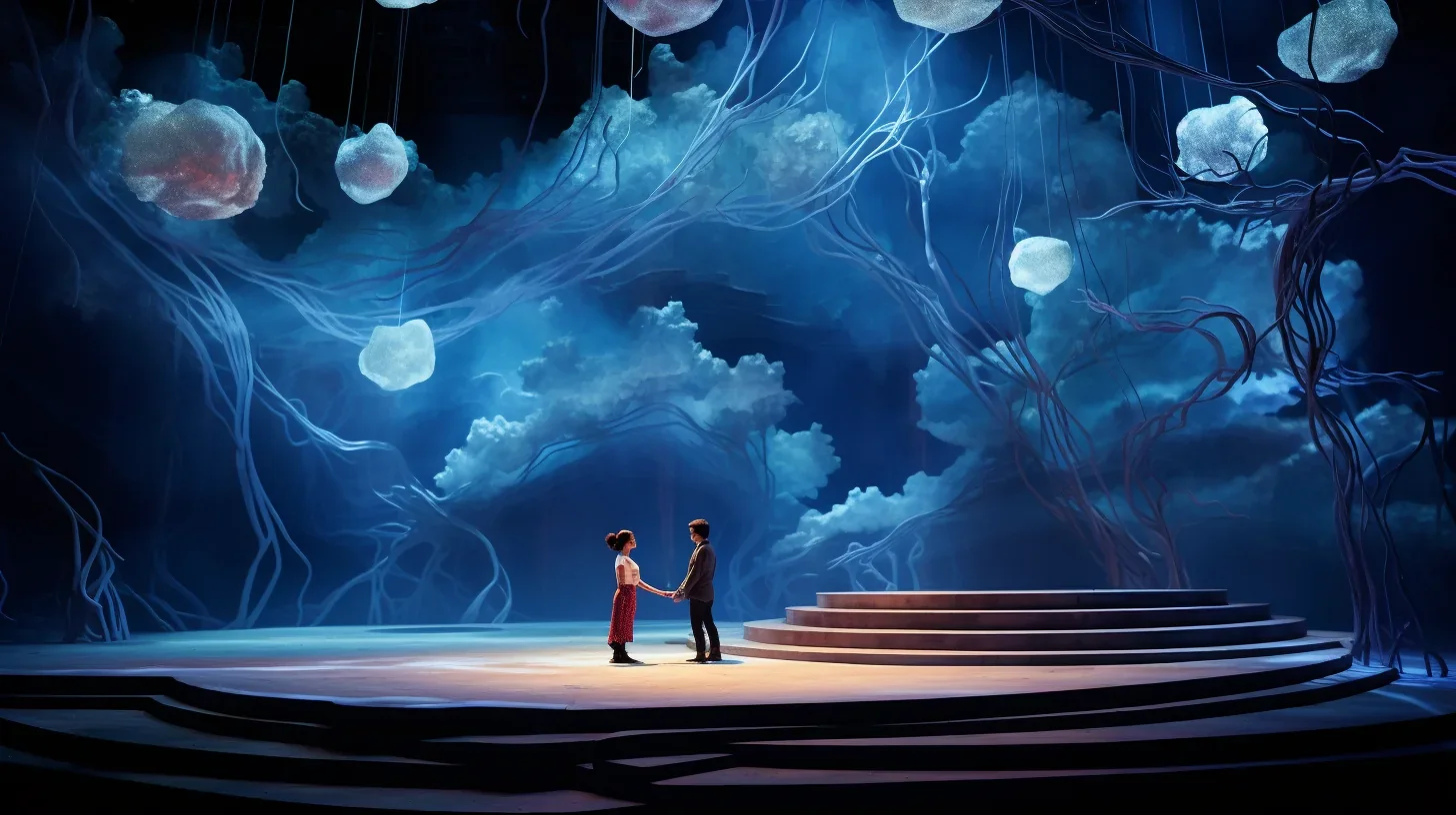 Deux comédiens dans un monde surréaliste.