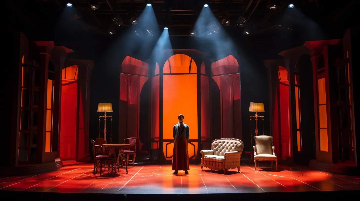 Scène de spectacle avec des comédiens en pleine action