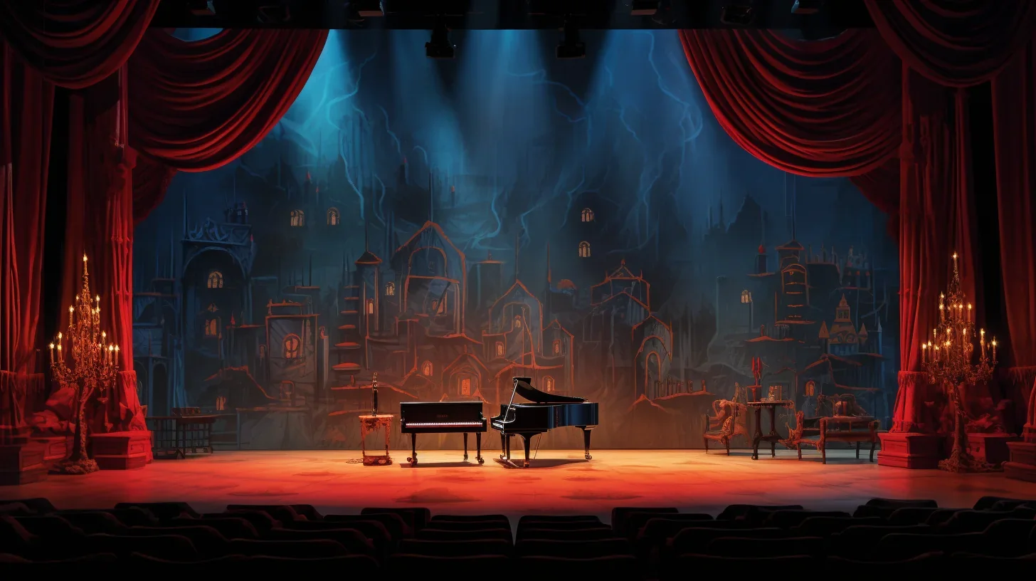 Image du décor du spectacle en scène en attente de la représentation