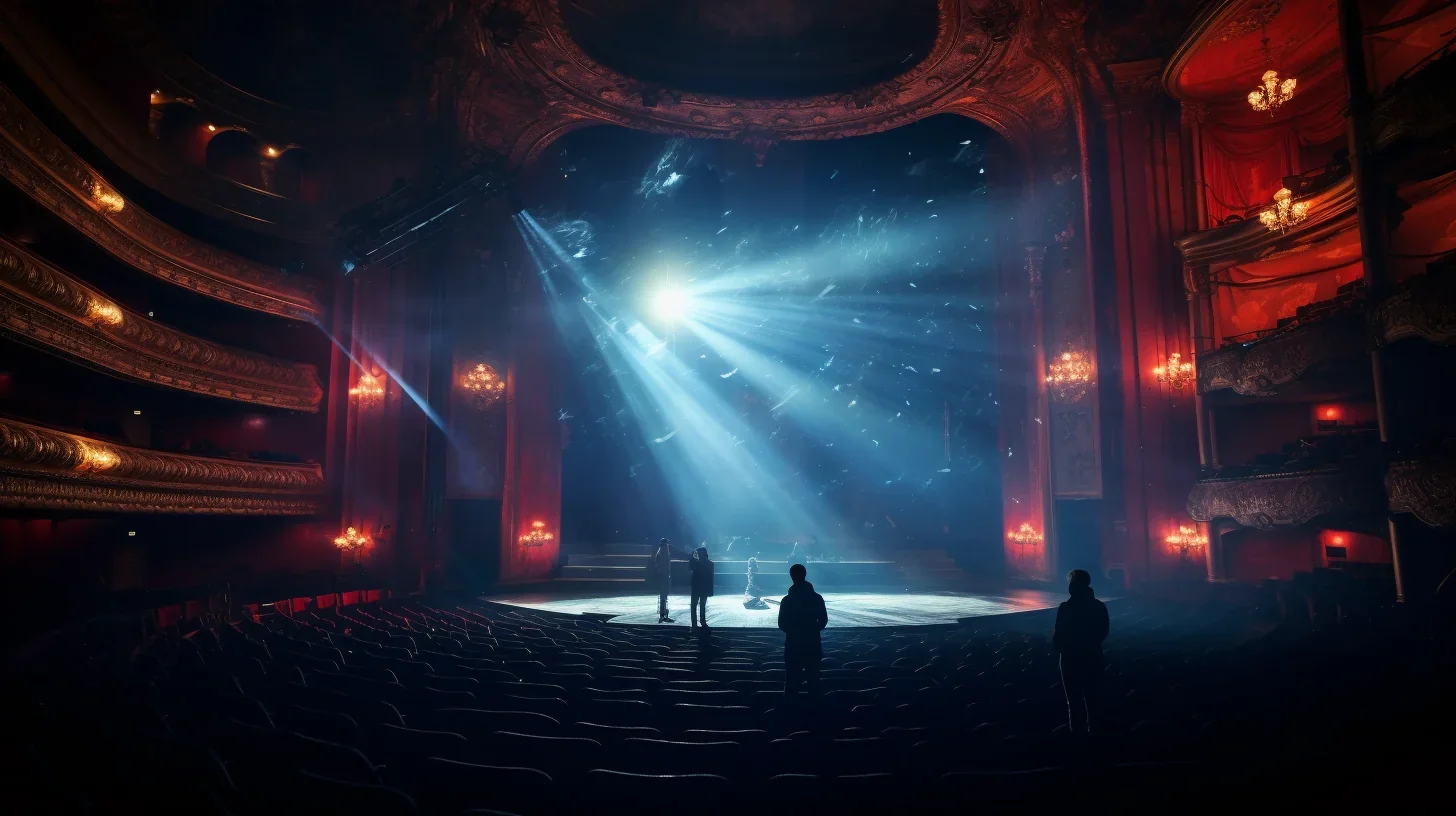 Répétition en cours de préparation du spectacle sur scène de théâtre