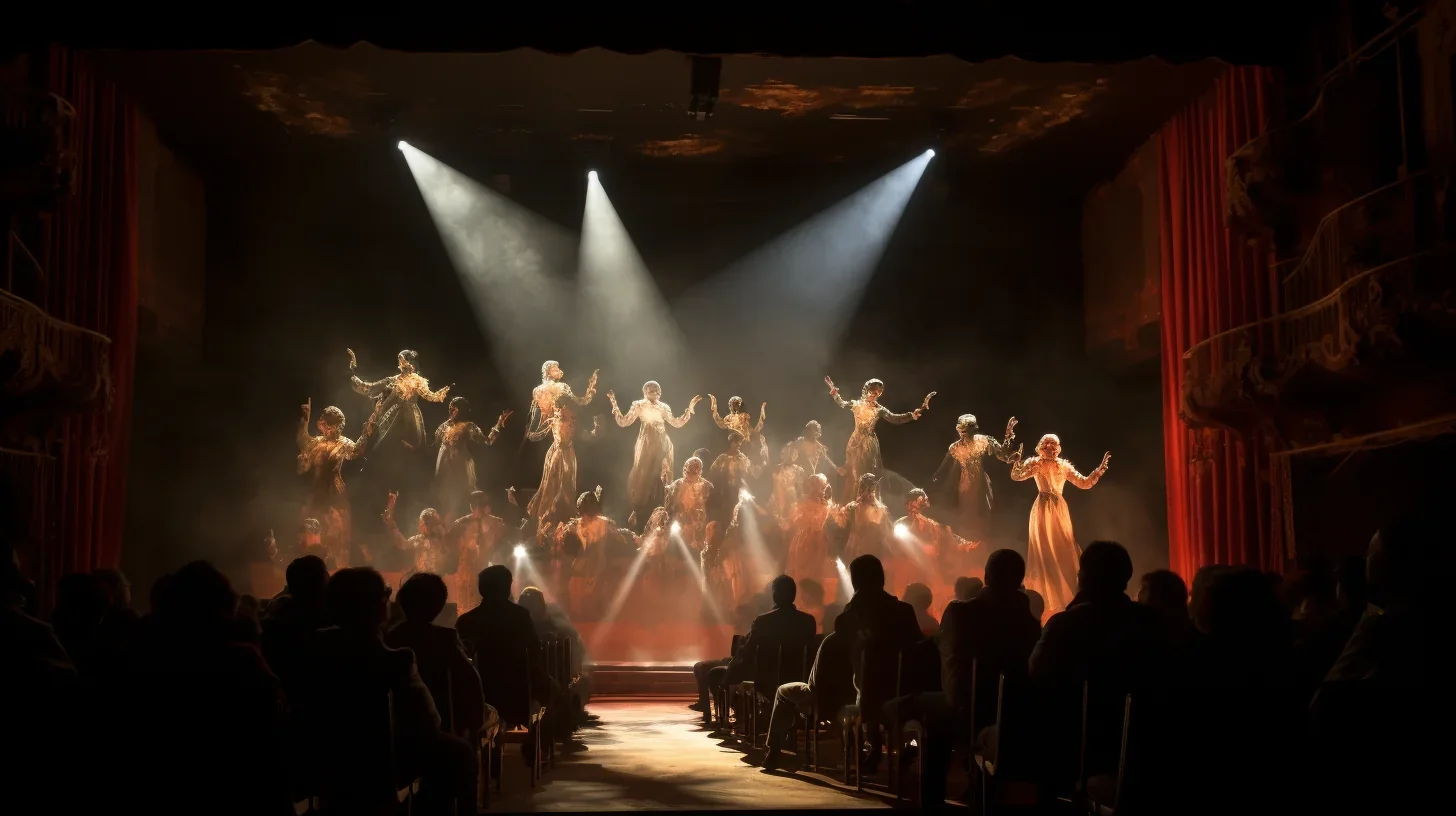 Répétition en cours de préparation du spectacle sur scène de théâtre