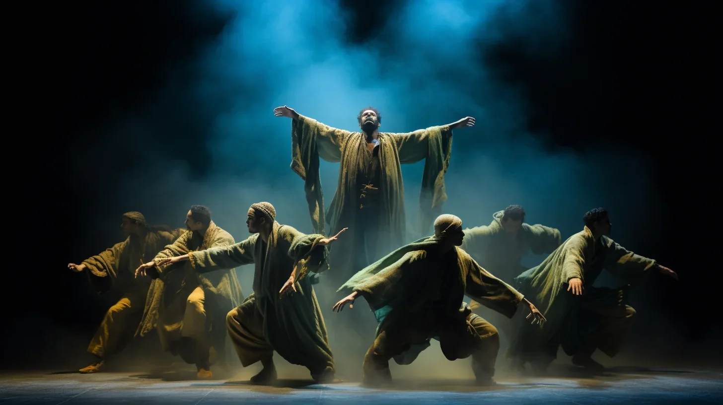 Image représentant des comédiens talentueux évoluant avec passion lors d'une performance théâtrale captivante