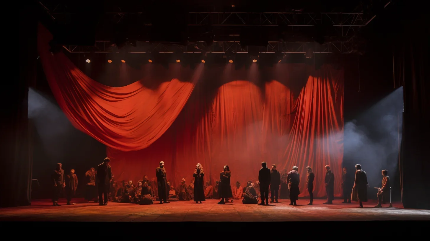 Énergie palpable sur scène pendant la répétition générale d'un spectacle en préparation