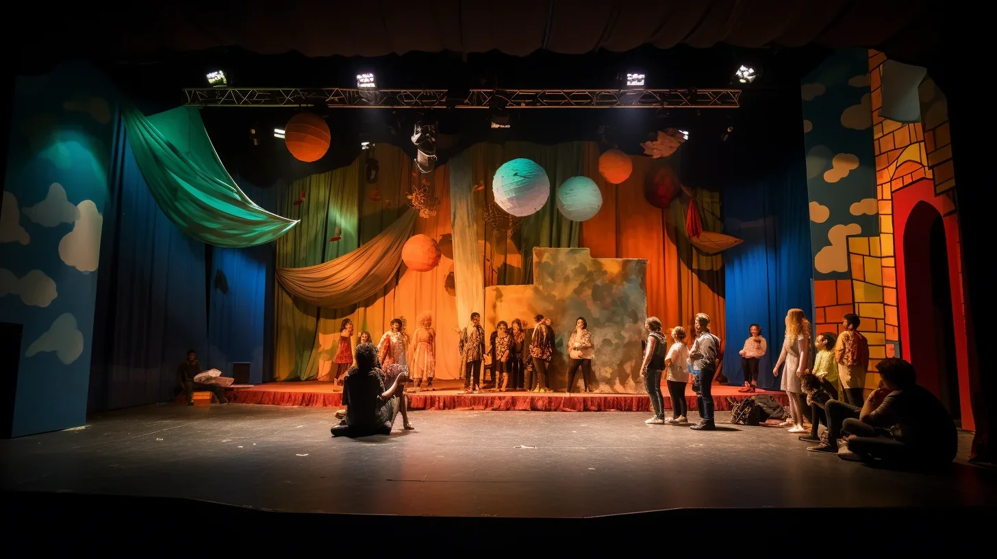 Acteurs exécutant des exercices théâtraux dans divers environnements