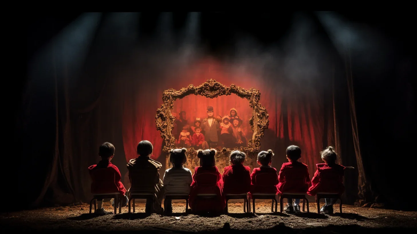 Enfants jouant et apprenant au cours d'un atelier théâtral animé