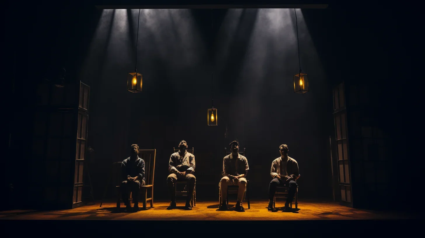 Scène captivante du spectacle final d'un atelier de théâtre avec les acteurs en pleine action