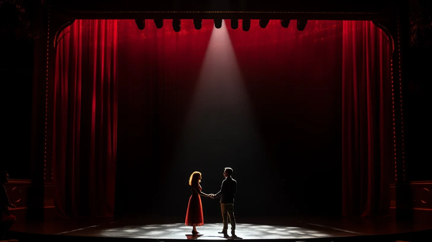 Image immersive dépeignant la naissance dynamique d'un spectacle en direct sur scène