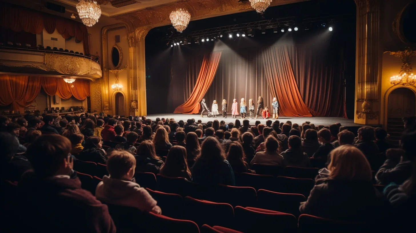 Enfants présentant un spectacle costumé lors d'un atelier de théâtre