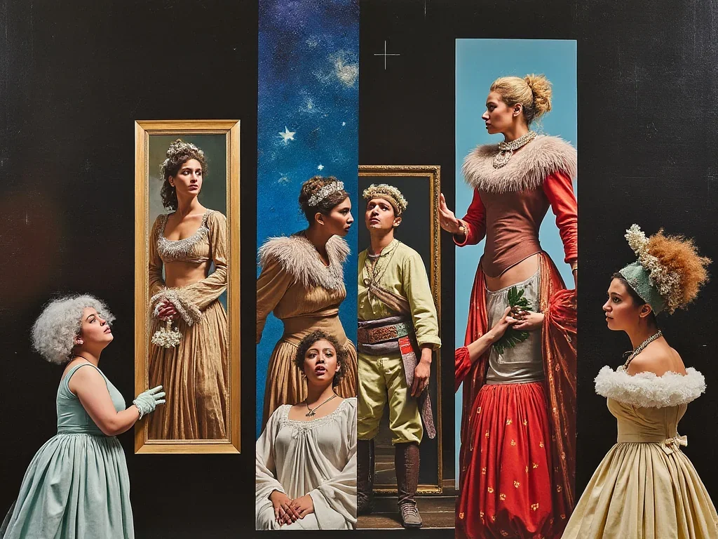 Un collage illustrant plusieurs actrices en pleine performance sur scène.