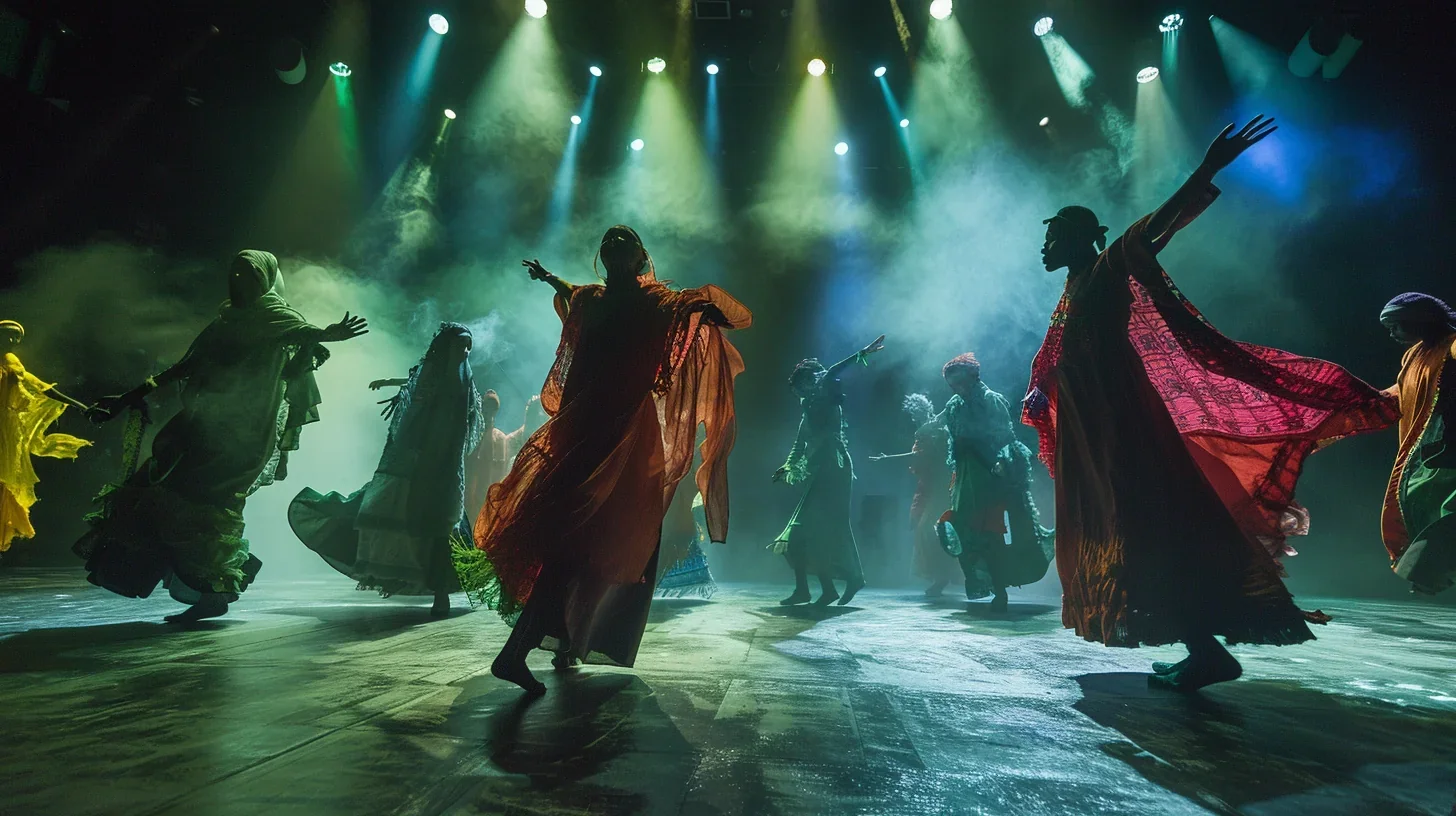 Image représentant une scène de théâtre avec des acteurs jouant