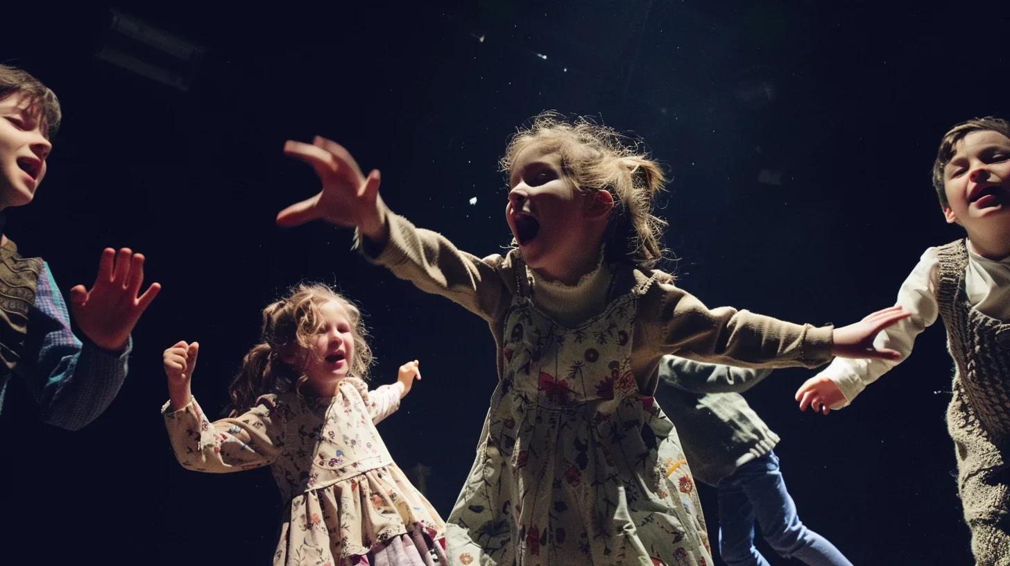 Enfants se préparant pour une session de théâtre